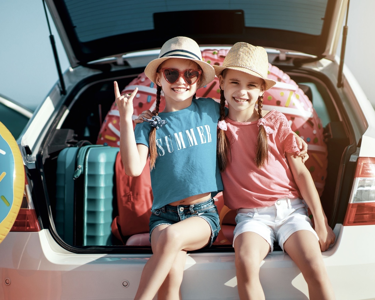 summer holidays, children, travel, car