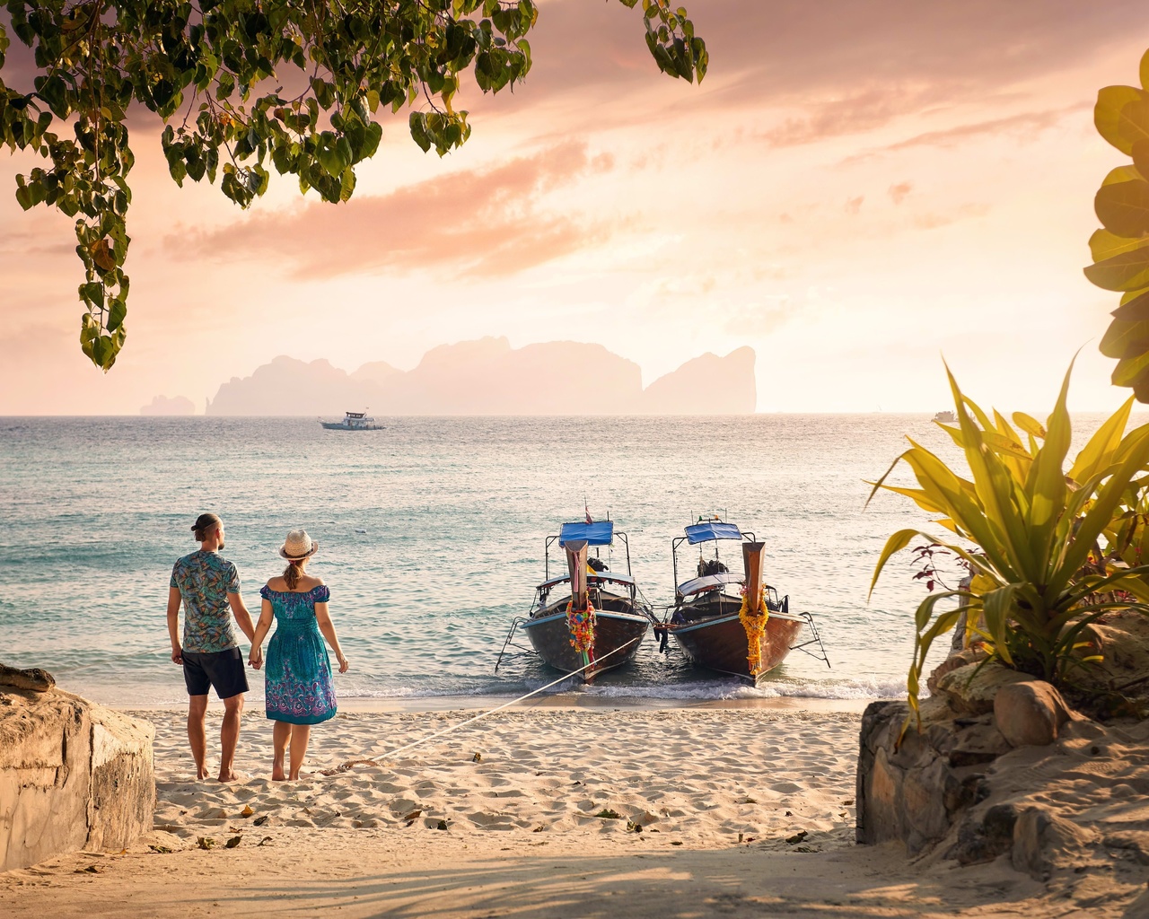 sunset, beach, adventure, thailand