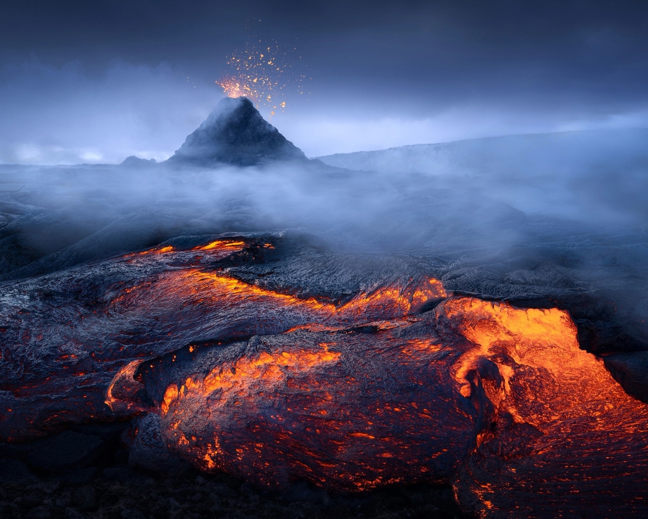 iceland, lava fields, volcano