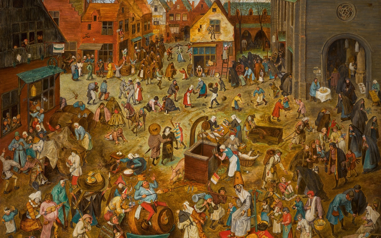 after pieter brueghel the elder, flemish, the battle between carnival and lent