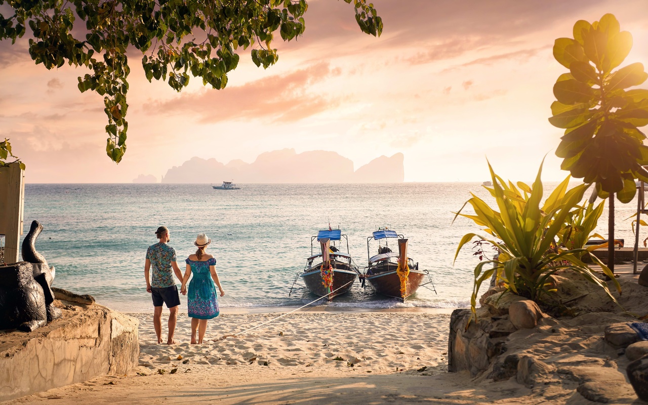 sunset, beach, adventure, thailand