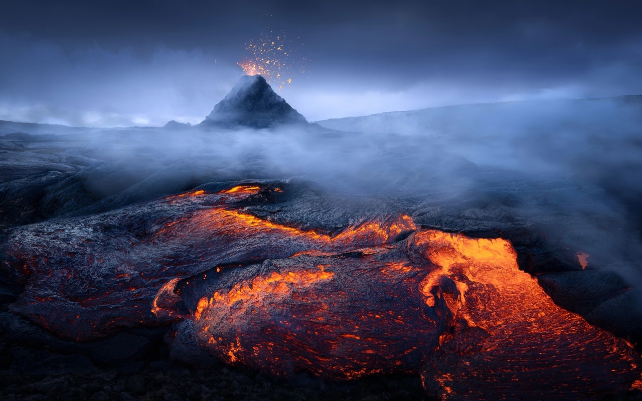 iceland, lava fields, volcano