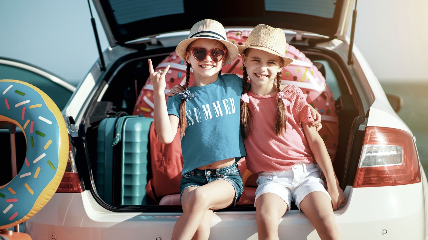 summer holidays, children, travel, car