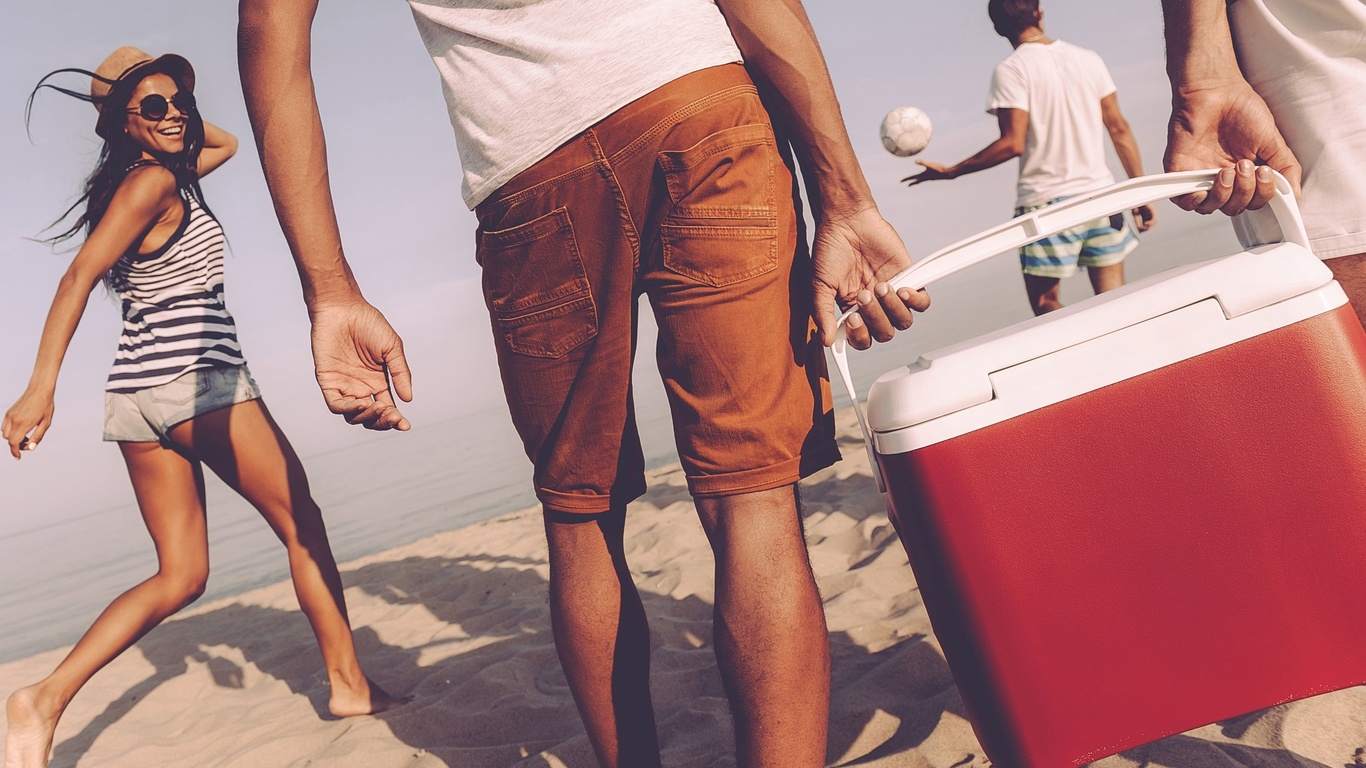 beach, cooler, summer, sea