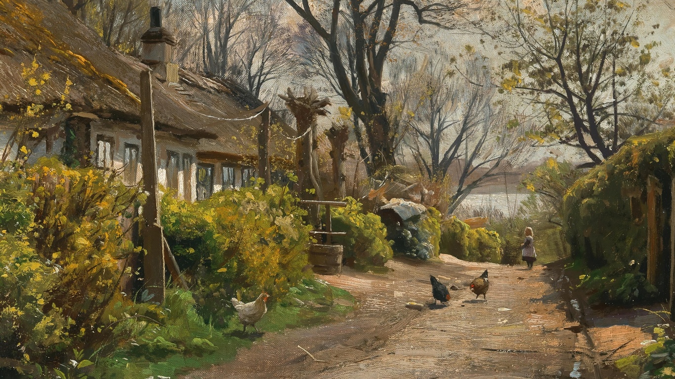 peder mork monsted, danish, 1914, a summer day