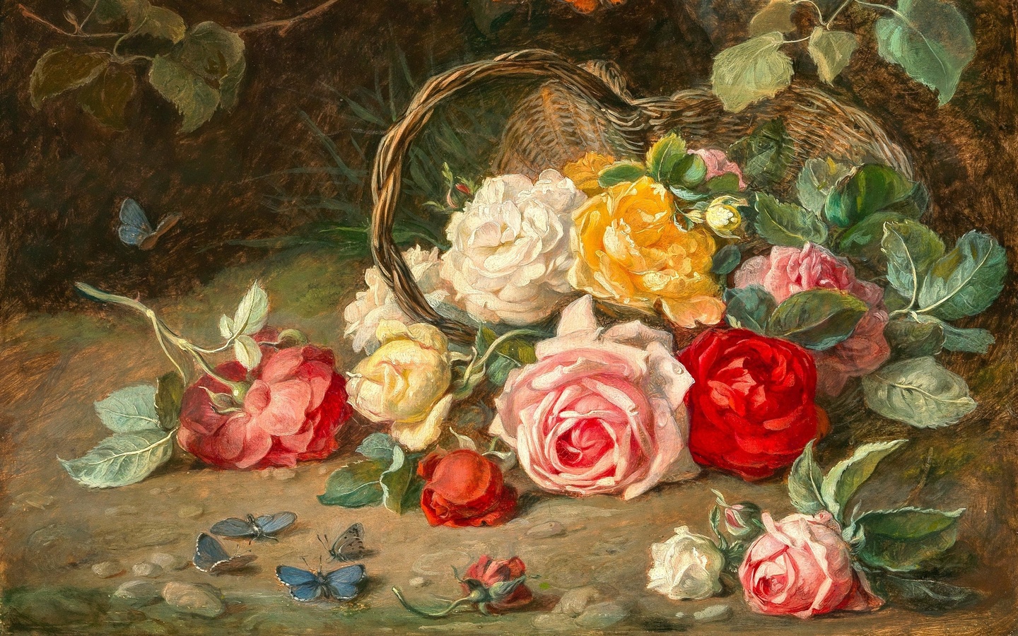 josef neugebauer, austrian, roses in a basket