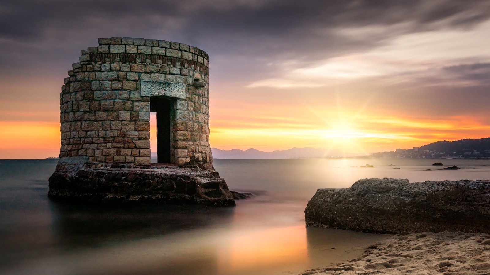 french riviera, azure coast, antibes, mediterranean sea, sunset