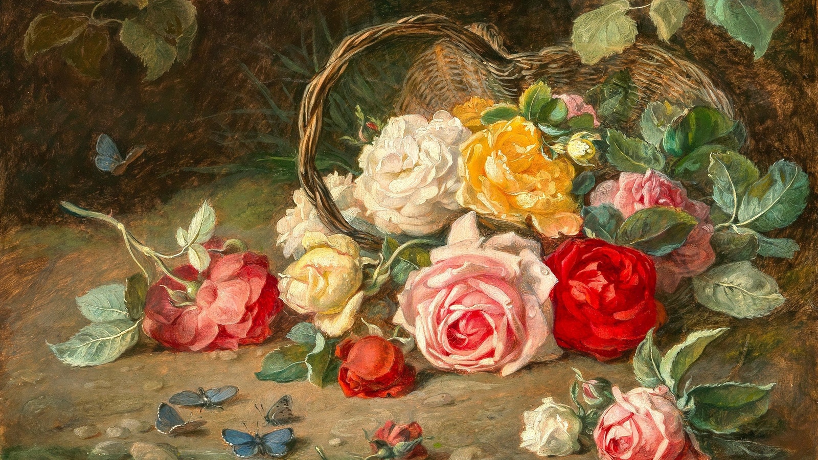 josef neugebauer, austrian, roses in a basket