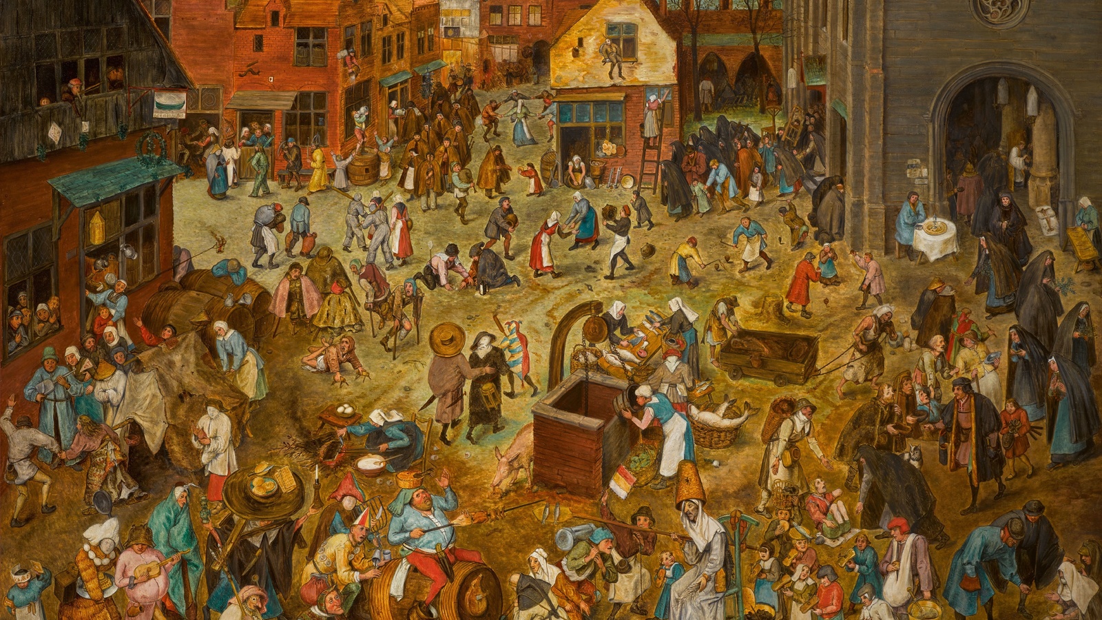 after pieter brueghel the elder, flemish, the battle between carnival and lent