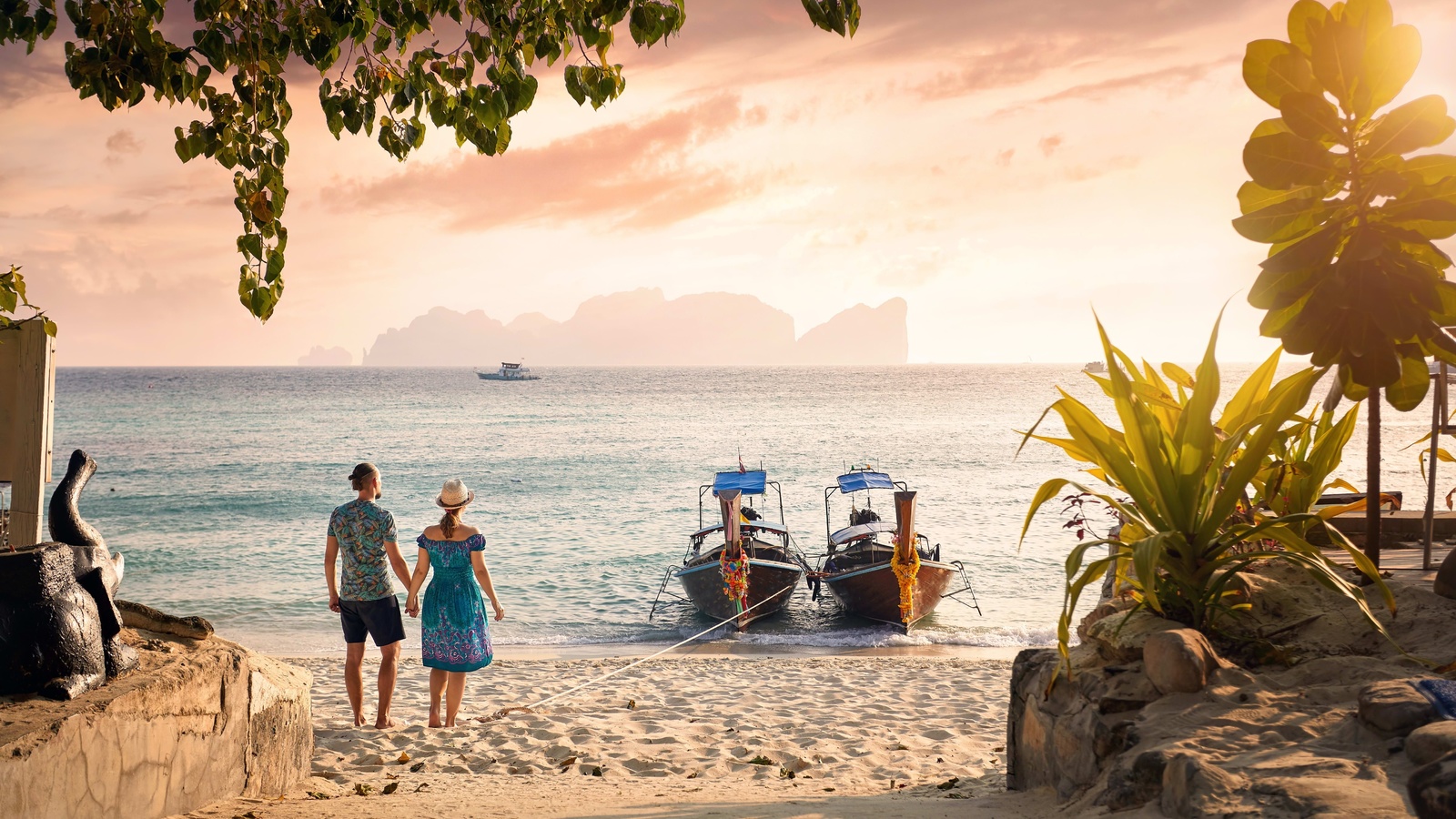 sunset, beach, adventure, thailand