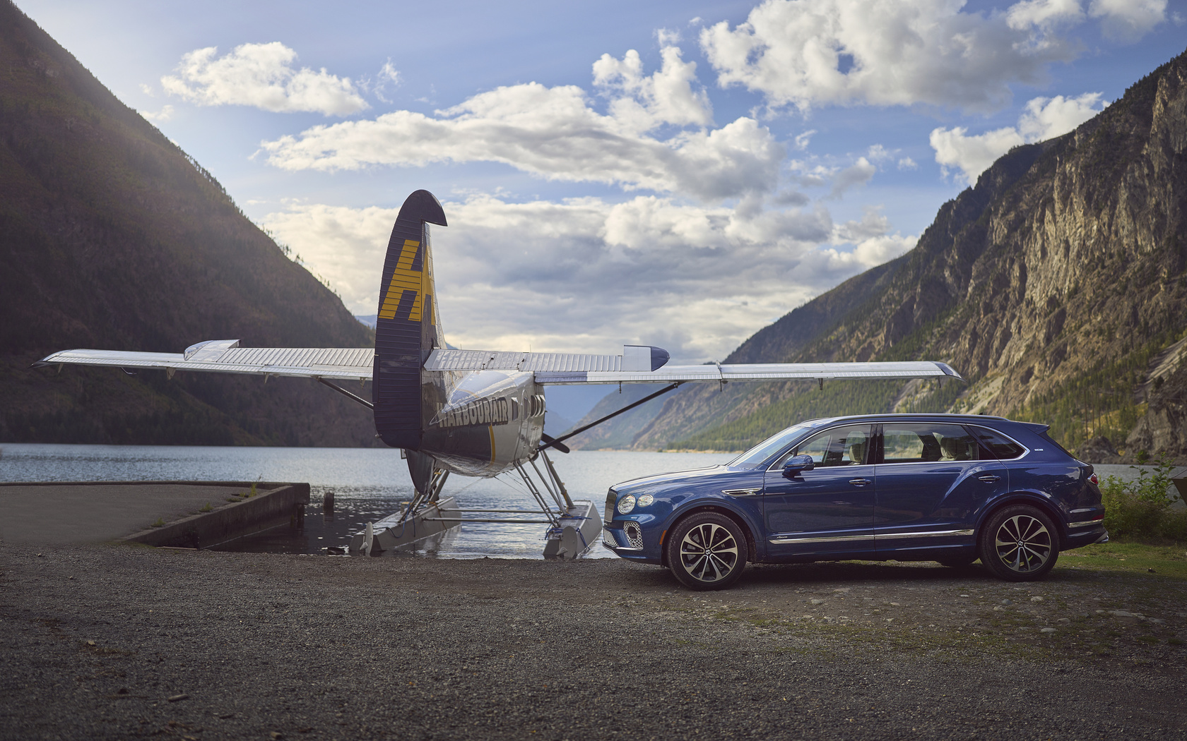 bentley bentayga, luxury suv, harbour air, single engined high wing short take off and landing aircraft, de havilland canada dhc-3 otter