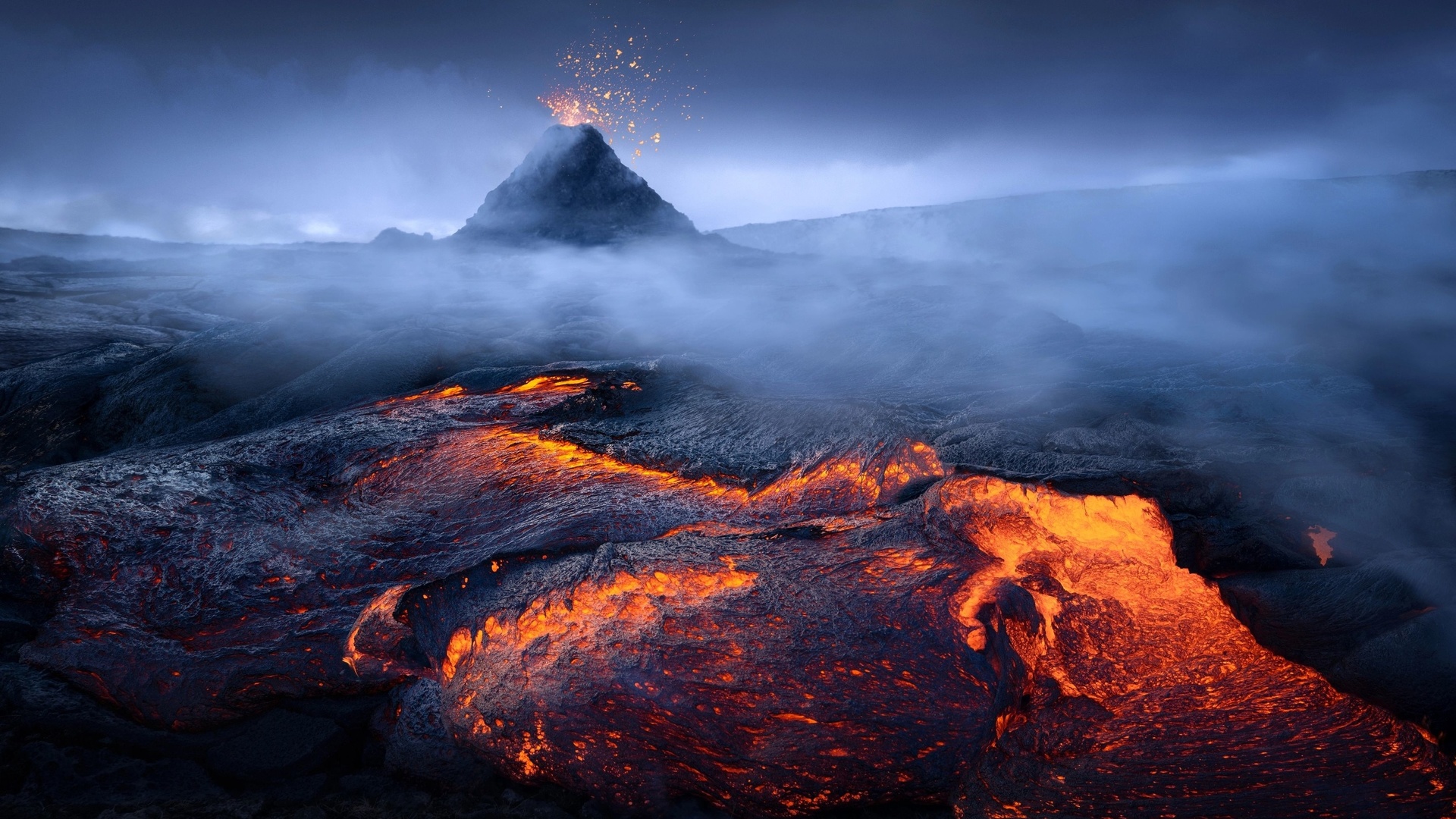 iceland, lava fields, volcano