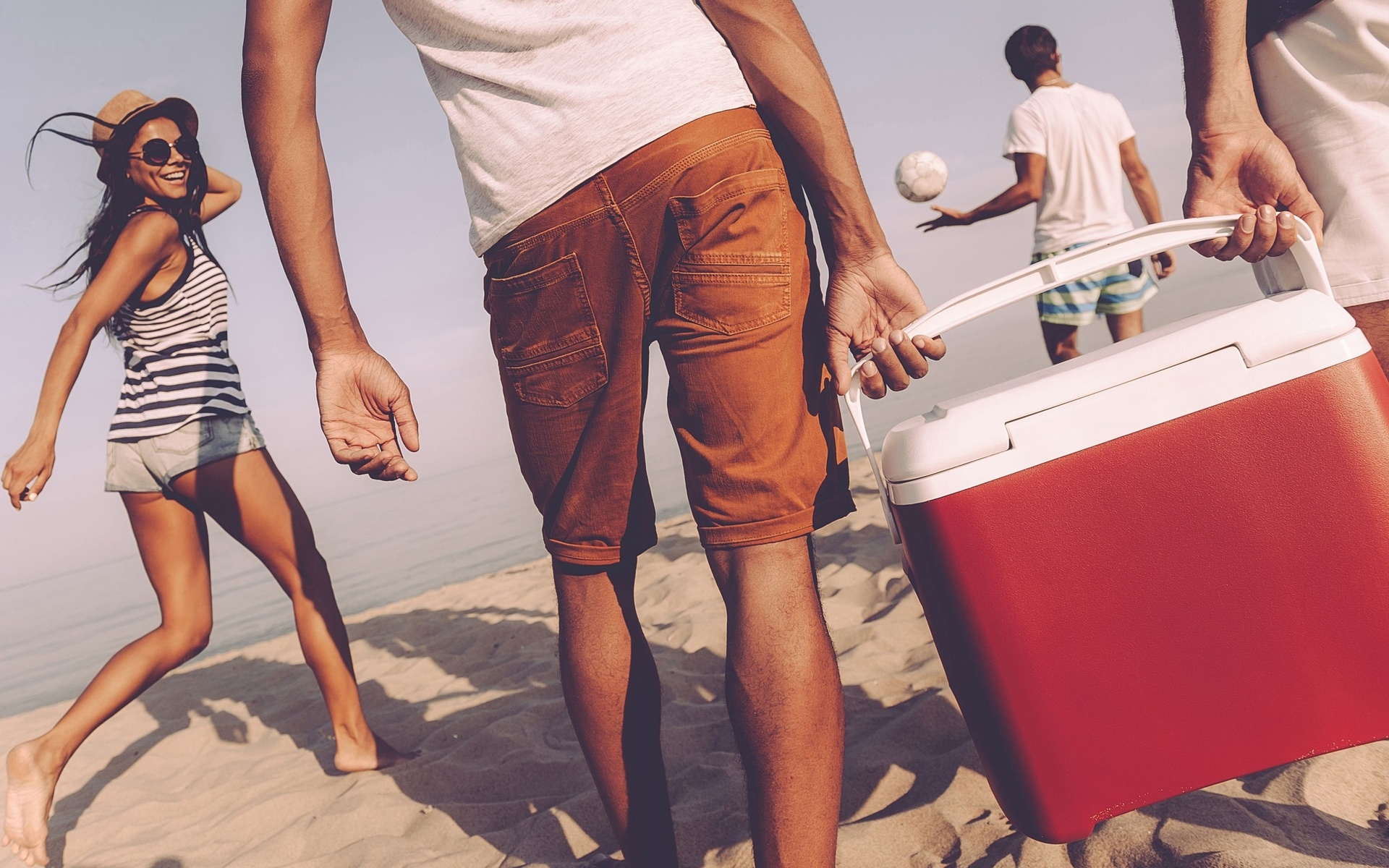 beach, cooler, summer, sea