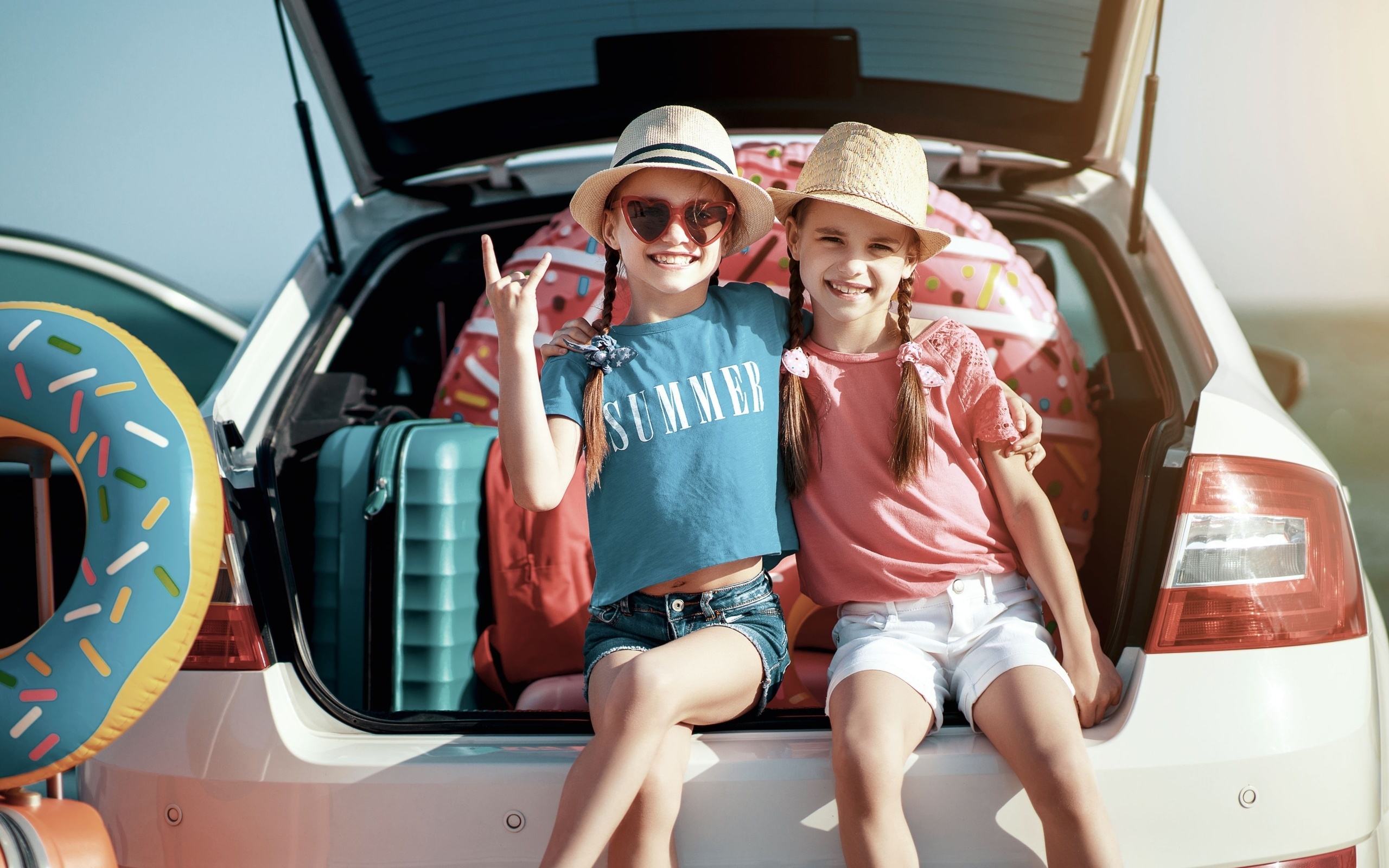 summer holidays, children, travel, car