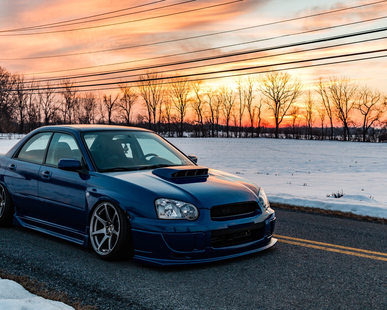 subaru, impreza wrx, wrx, blue, snow, road