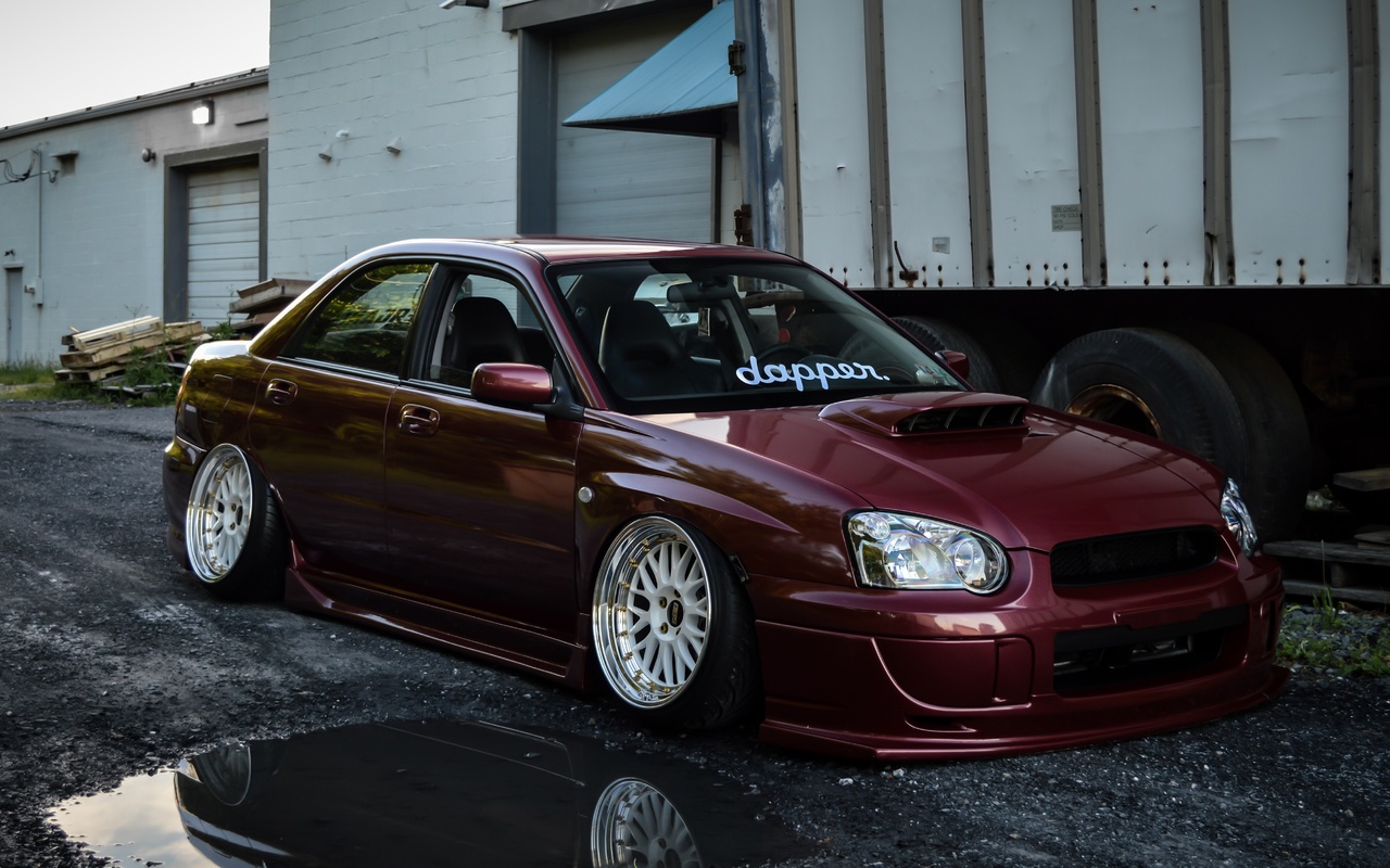 subaru, impreza wrx, wrx, red, road, stance