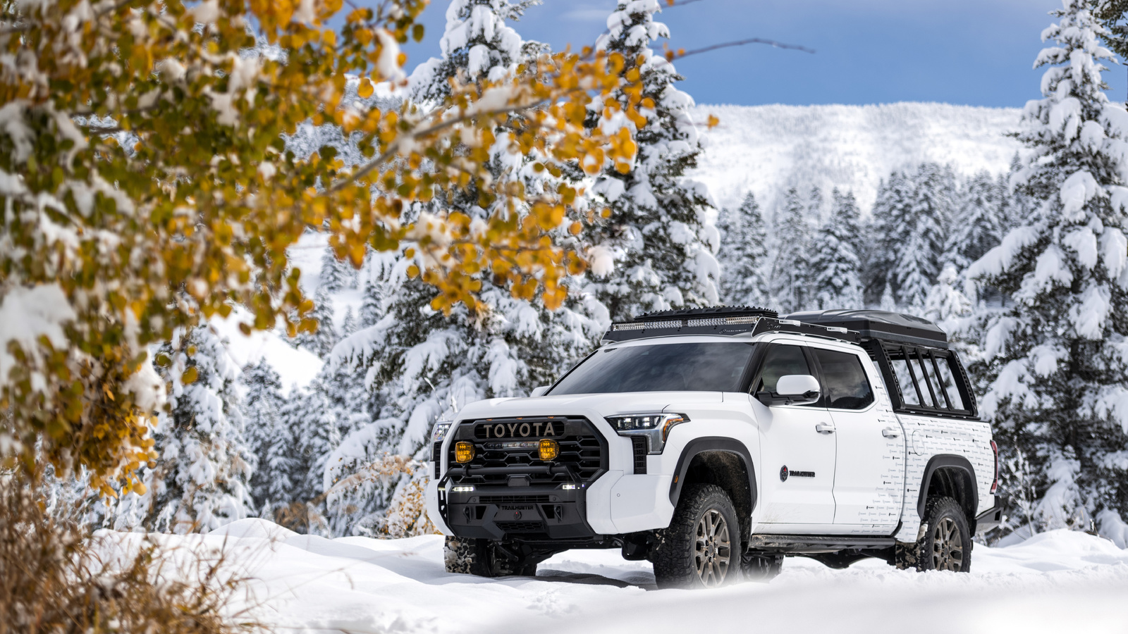 toyota, 2022 sema show, concept, toyota tundra trailhunter, high performance pickup trucks