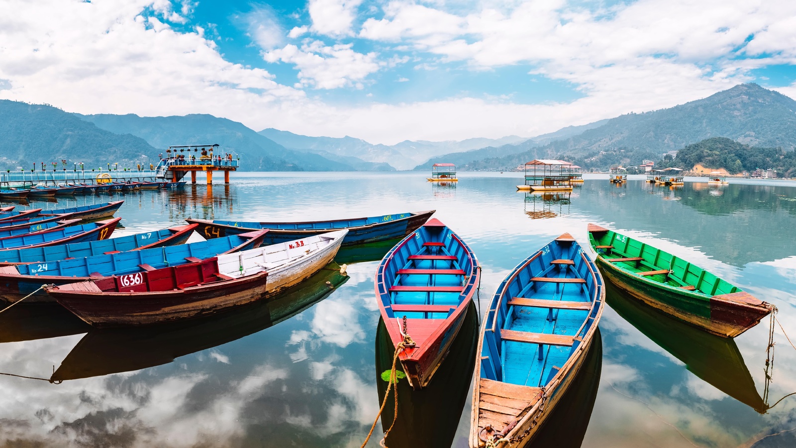 boats in phew lake, pokara, nepal