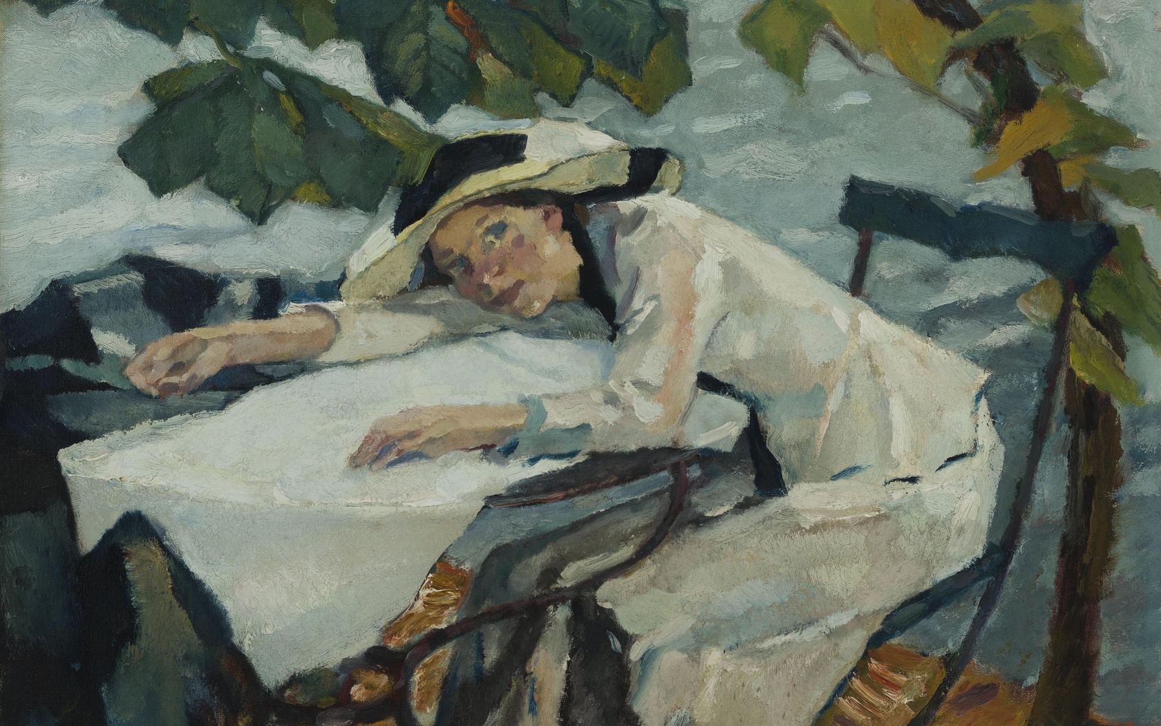 leo putz, german, 1910, in the garden