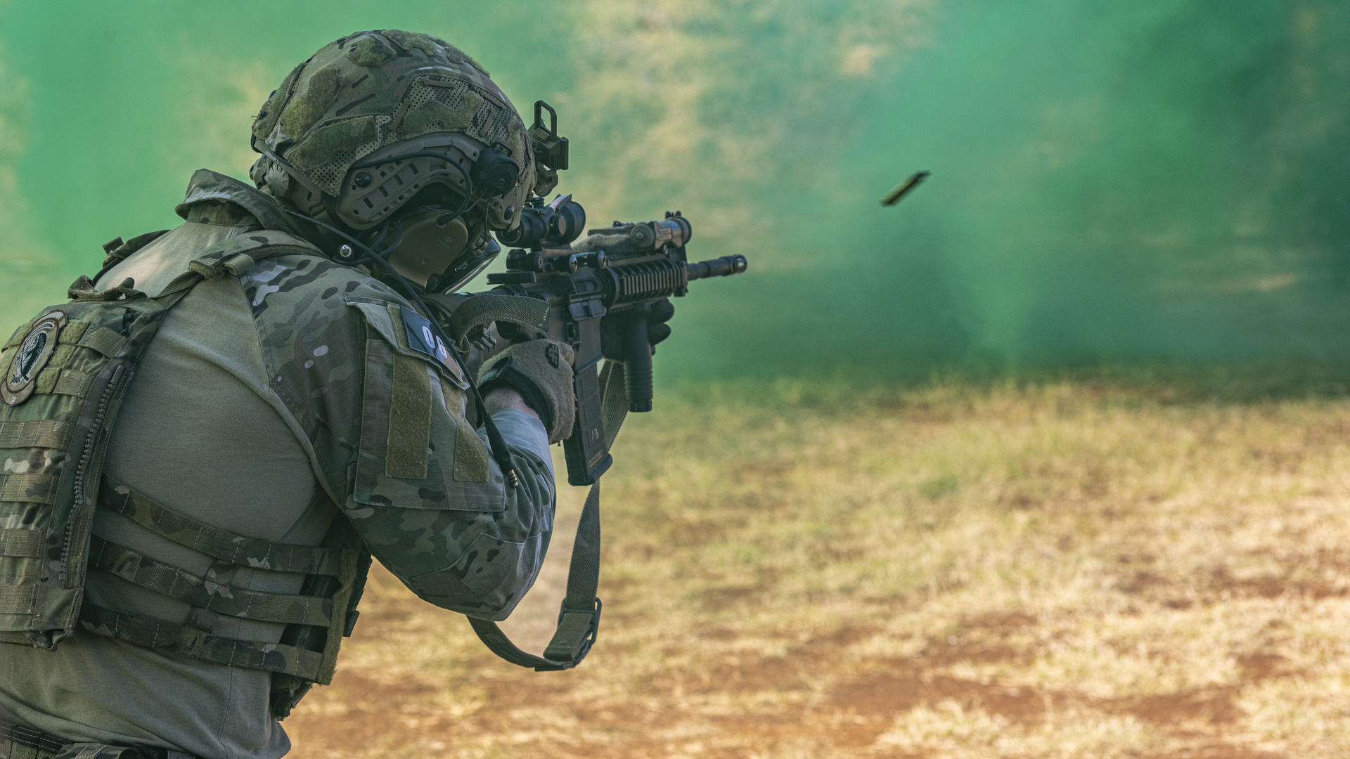 tactical air control party specialist, air ground operations squadron, m-4 carbine, stress shoot during exercise