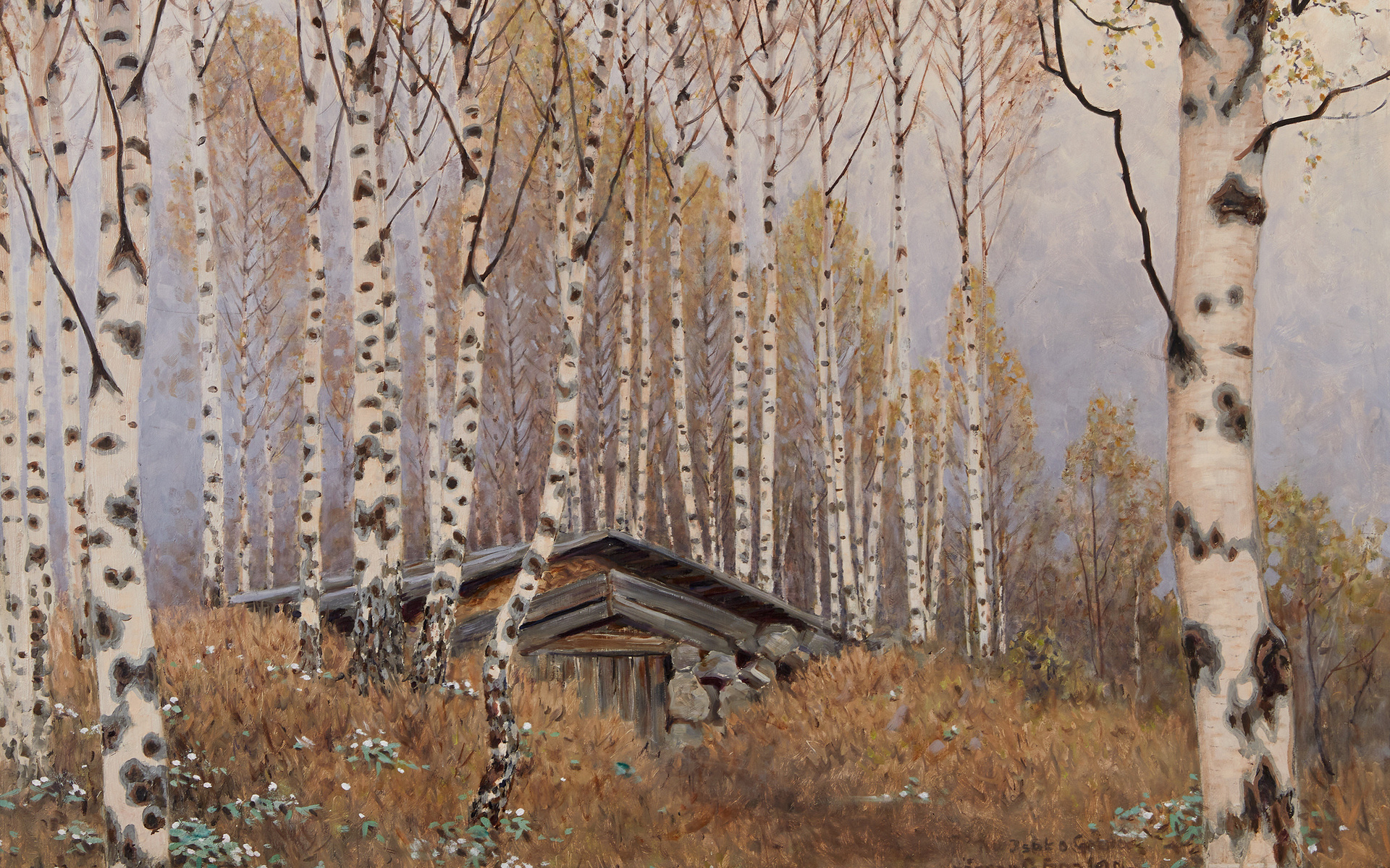 gustaf fjaestad, swedish, spring birches