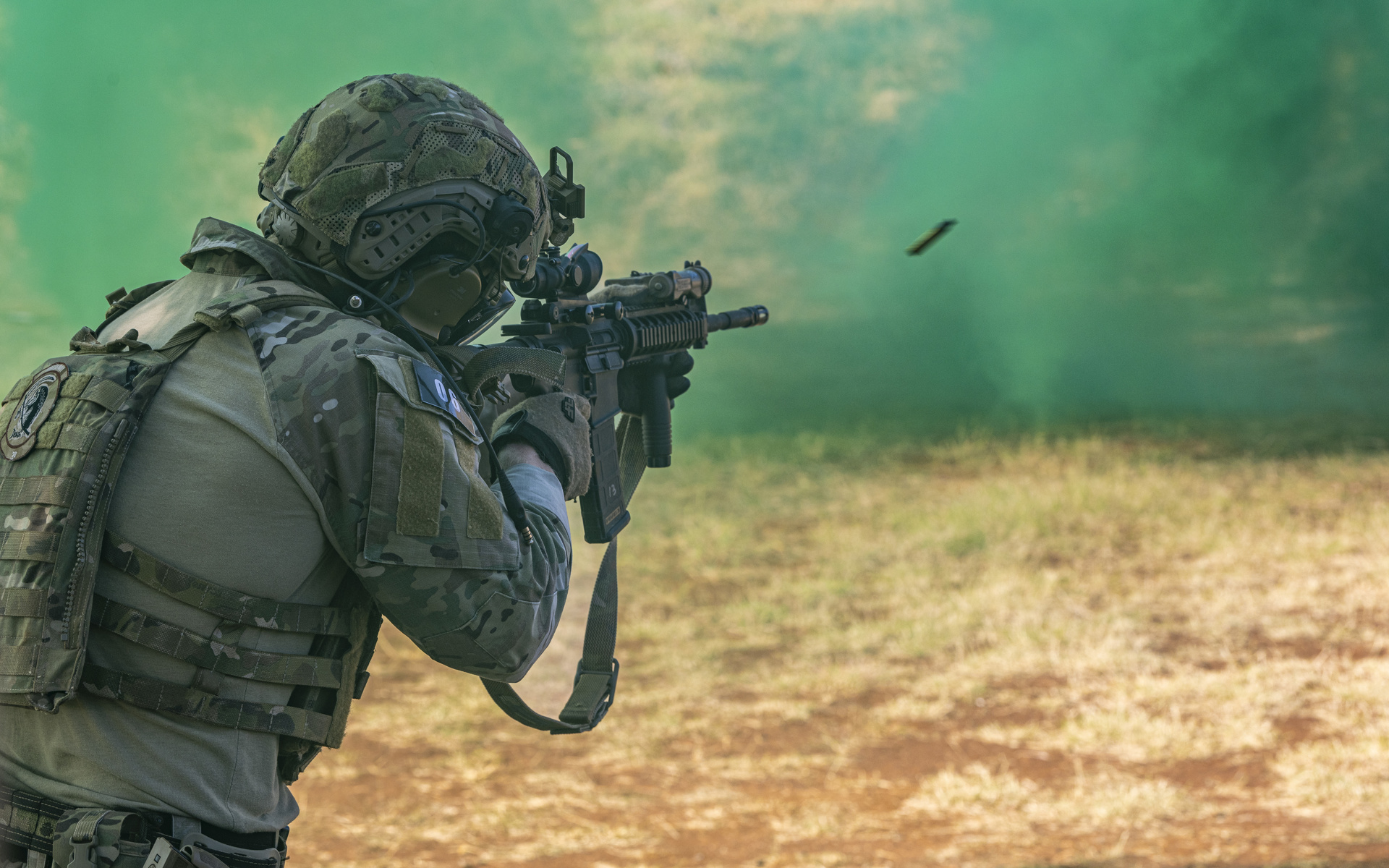 tactical air control party specialist, air ground operations squadron, m-4 carbine, stress shoot during exercise