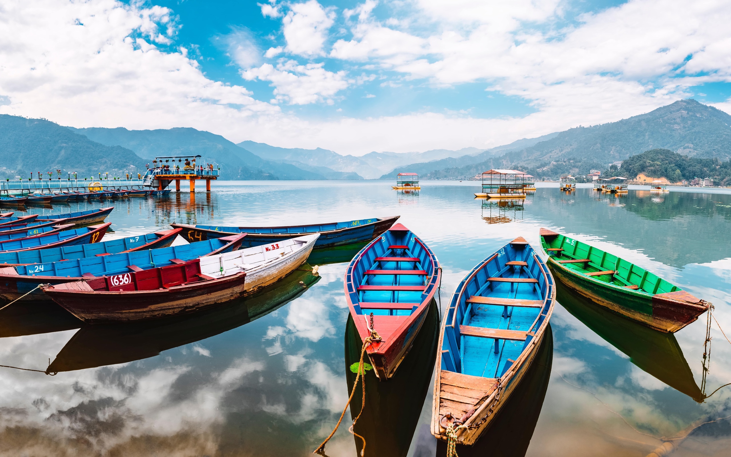 boats in phew lake, pokara, nepal