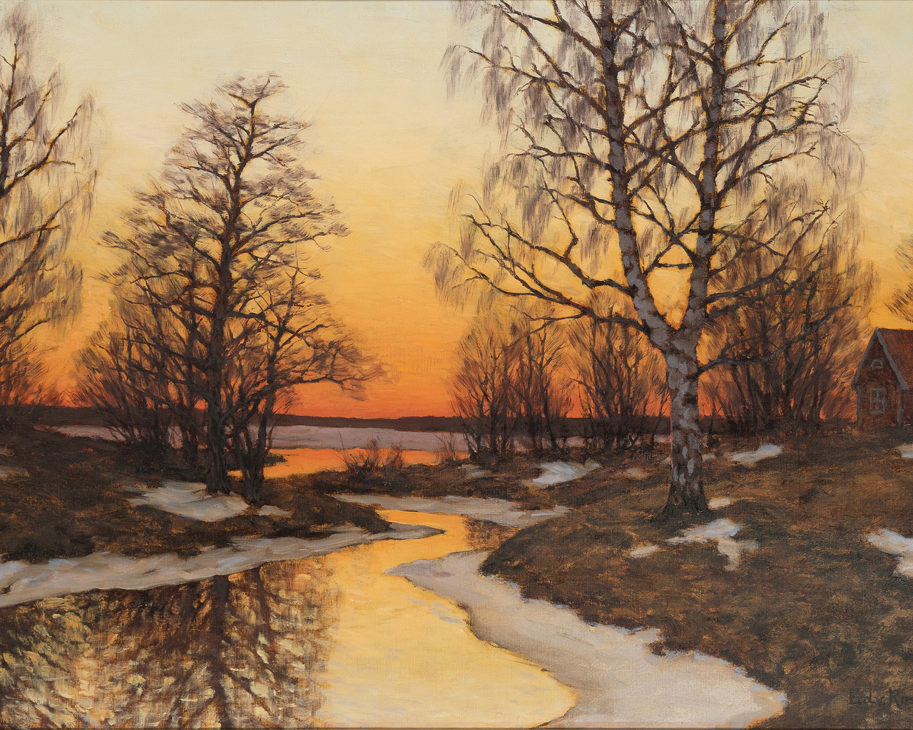 edvard rosenberg, sweden, winter landscape in twilight