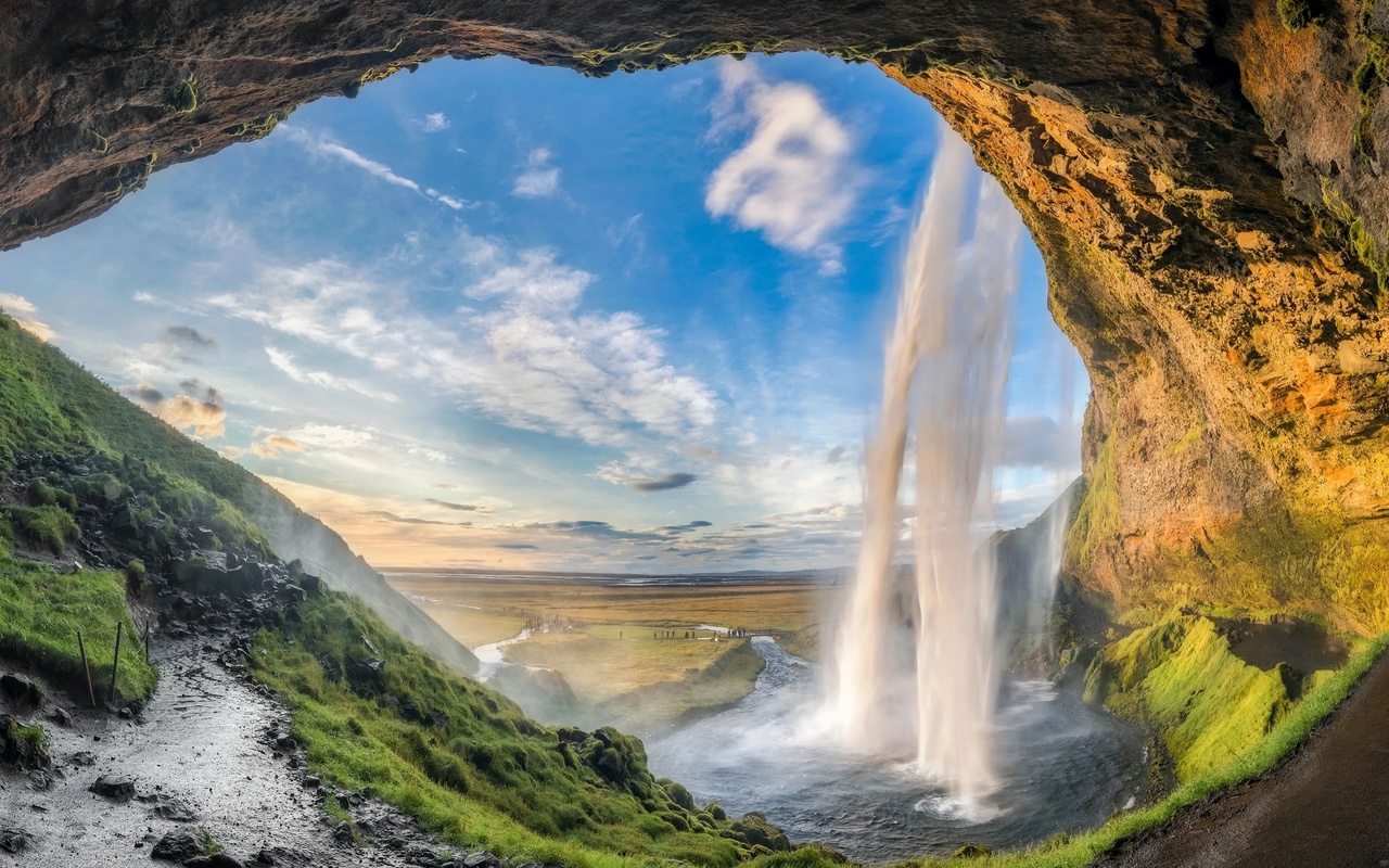 waterfall, iceland, seljalandsfoss