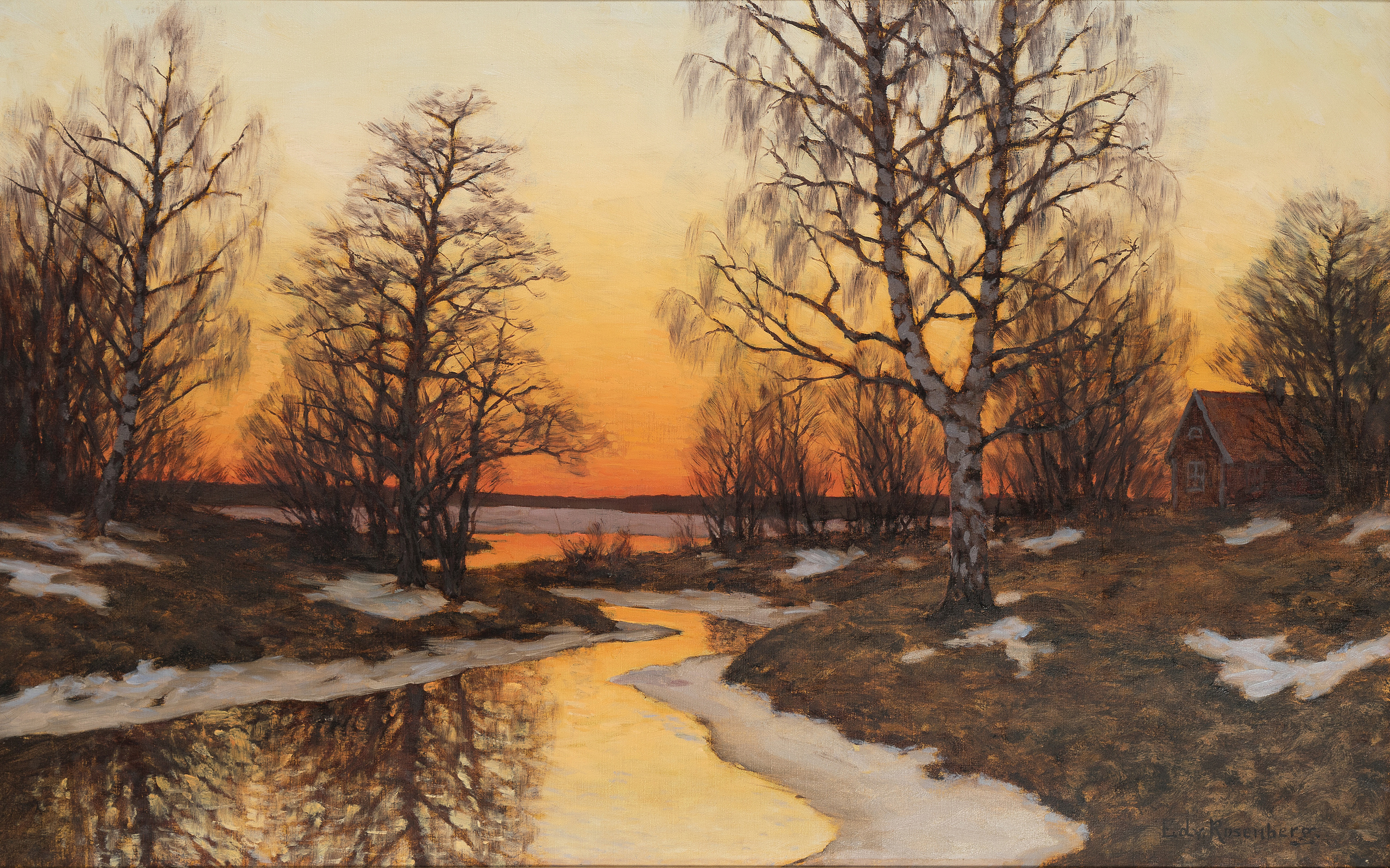 edvard rosenberg, sweden, winter landscape in twilight