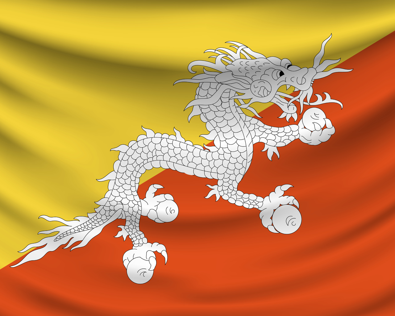 bhutan, national flag, kingdom of bhutan