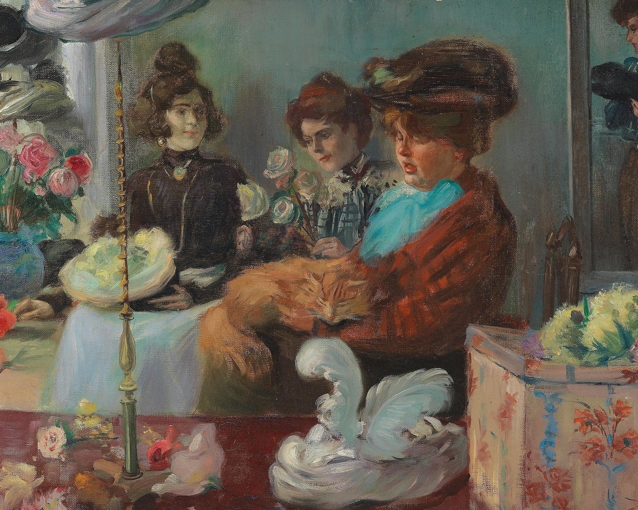 pierre georges jeanniot, french, 1901, at the milliners