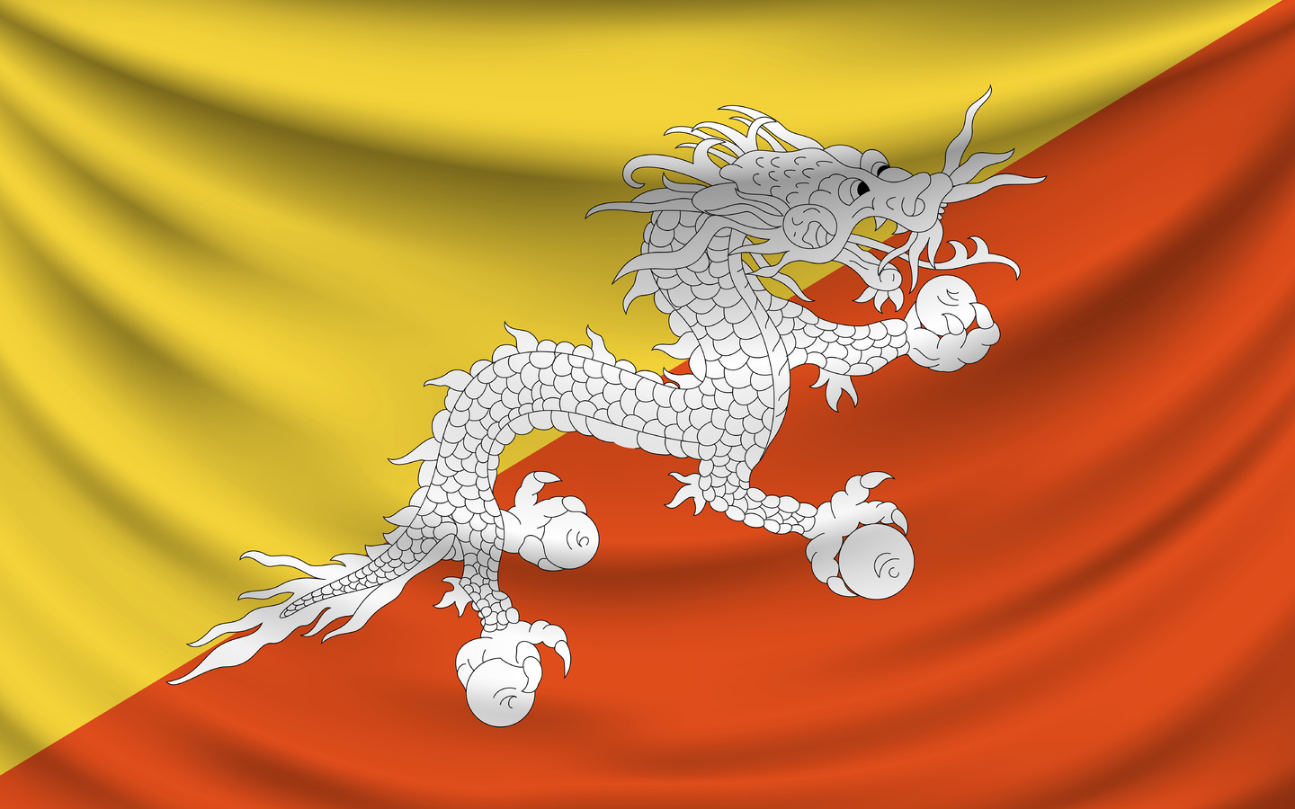 bhutan, national flag, kingdom of bhutan