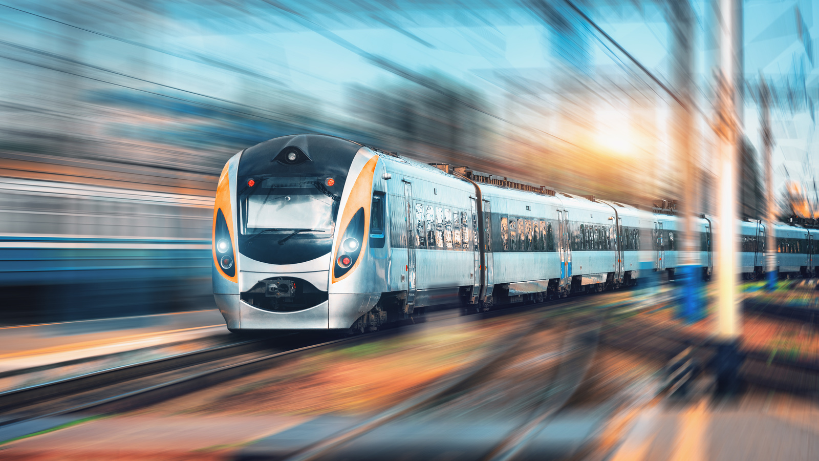 high-speed passenger train, railway station, europe