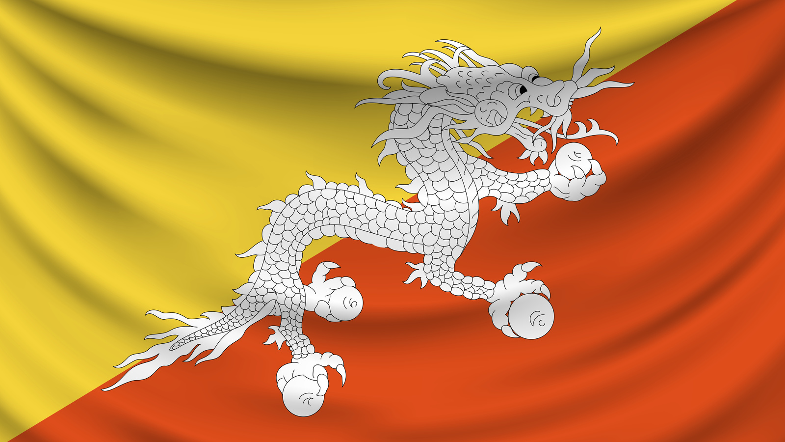 bhutan, national flag, kingdom of bhutan