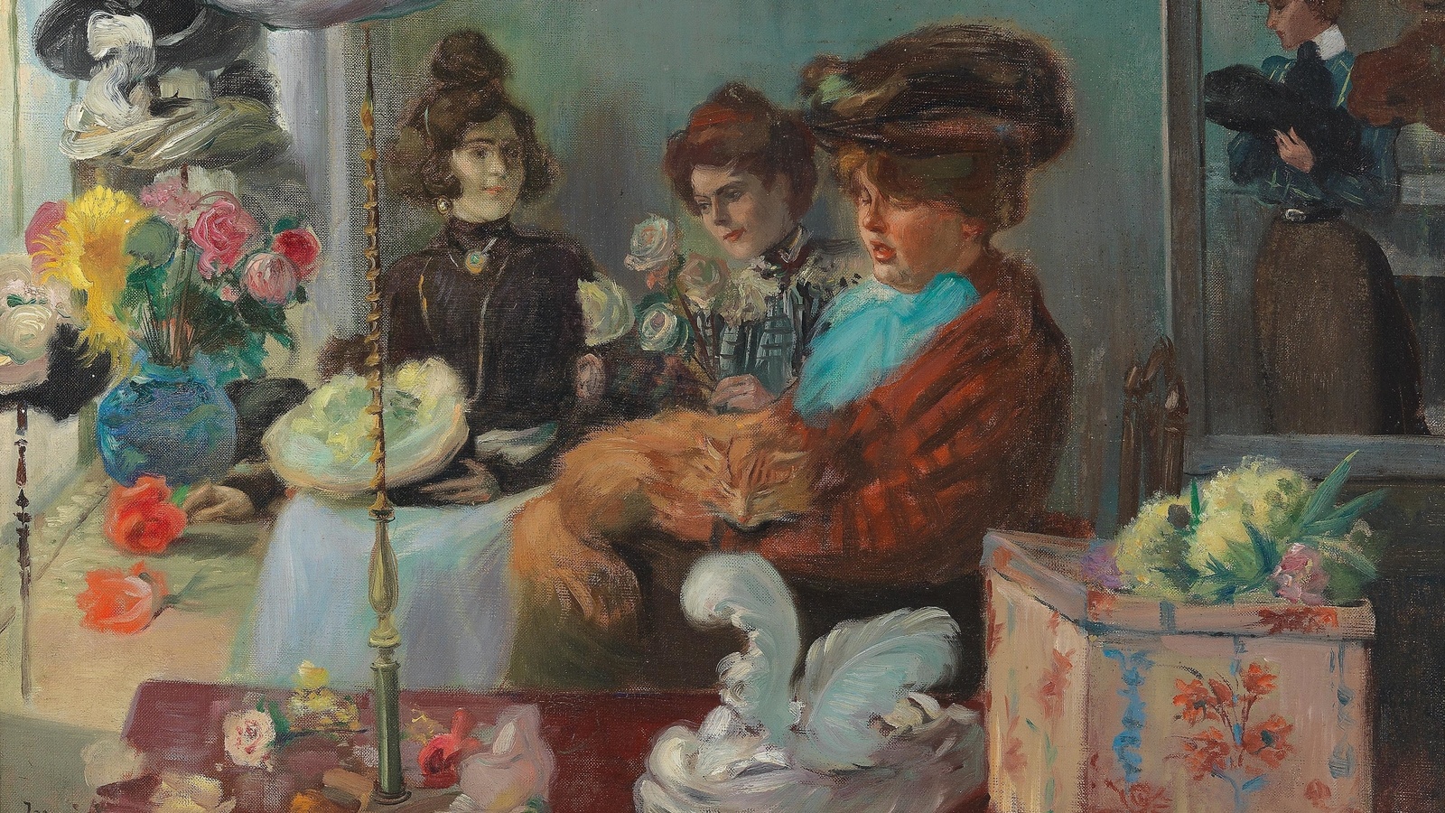 pierre georges jeanniot, french, 1901, at the milliners