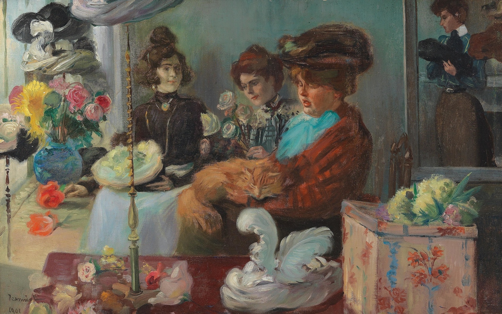 pierre georges jeanniot, french, 1901, at the milliners