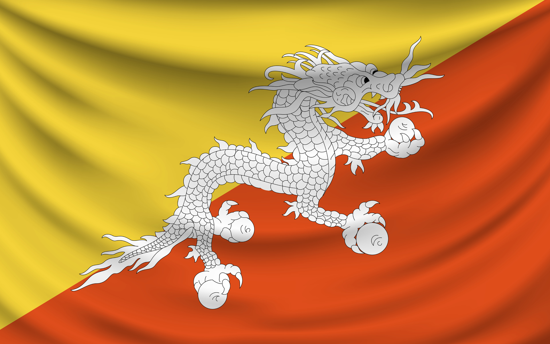 bhutan, national flag, kingdom of bhutan