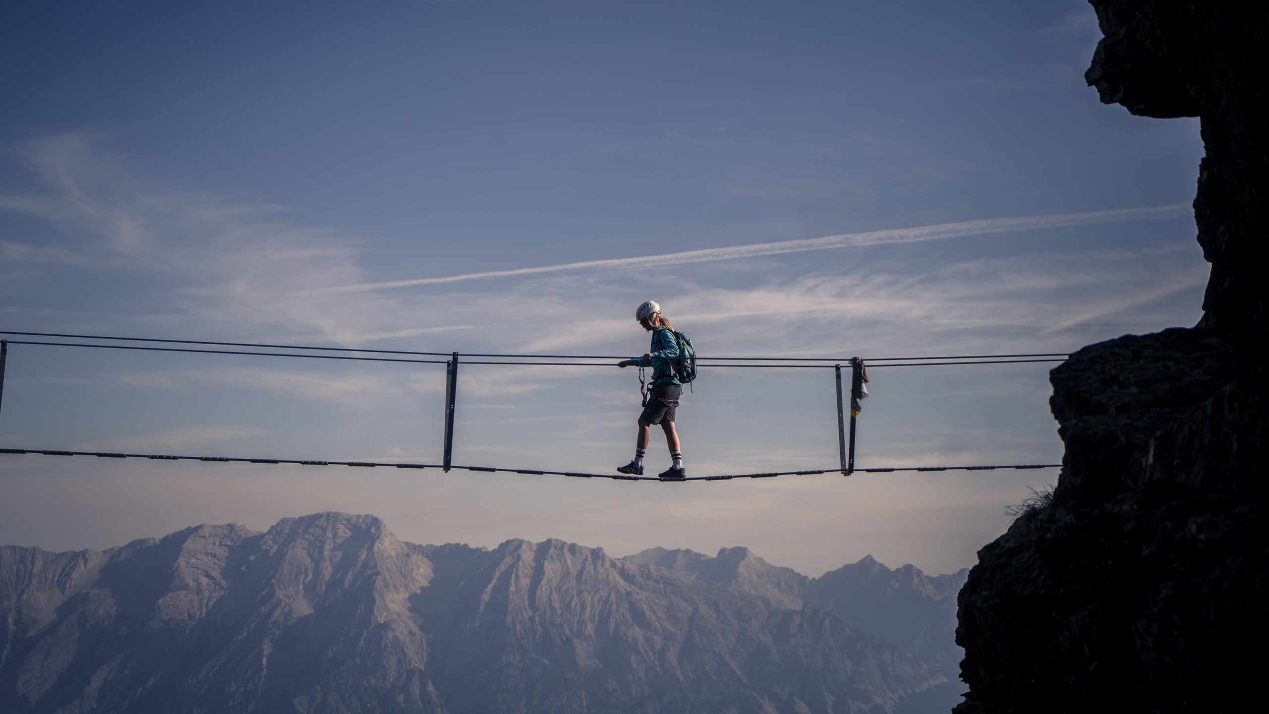 rope bridge, karwendel, tyrol, austria