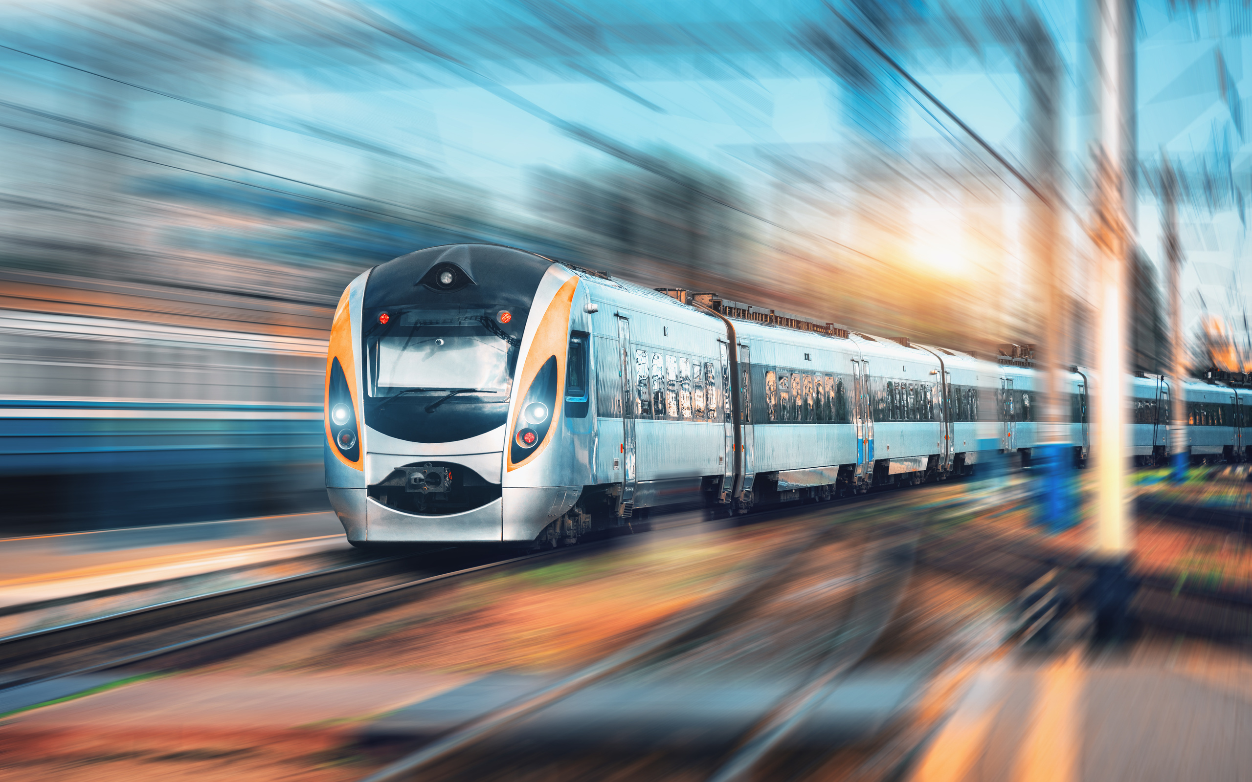 high-speed passenger train, railway station, europe