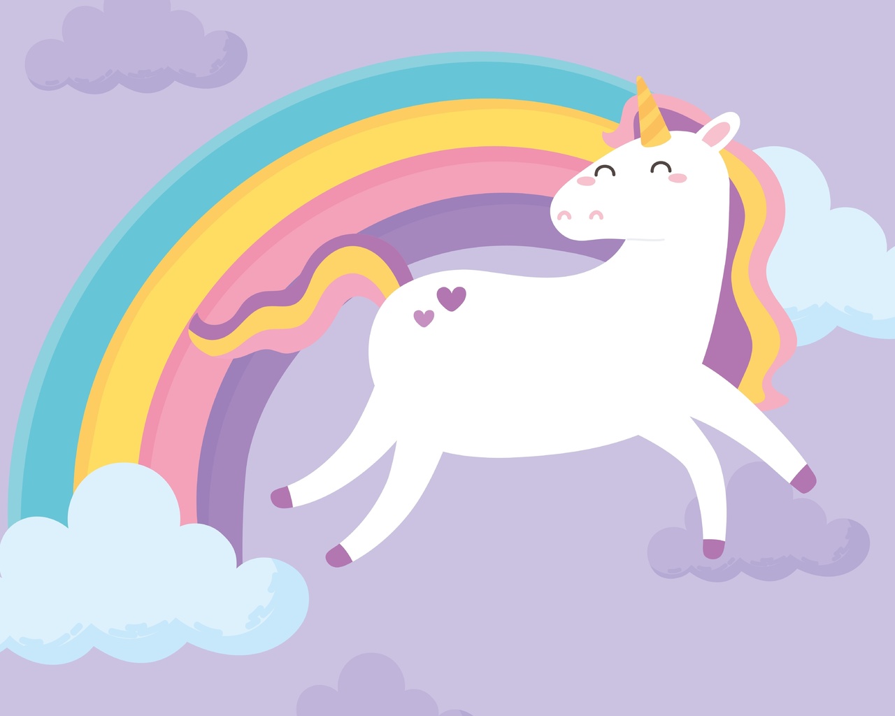 cute, unicorn, cloud, fantasy