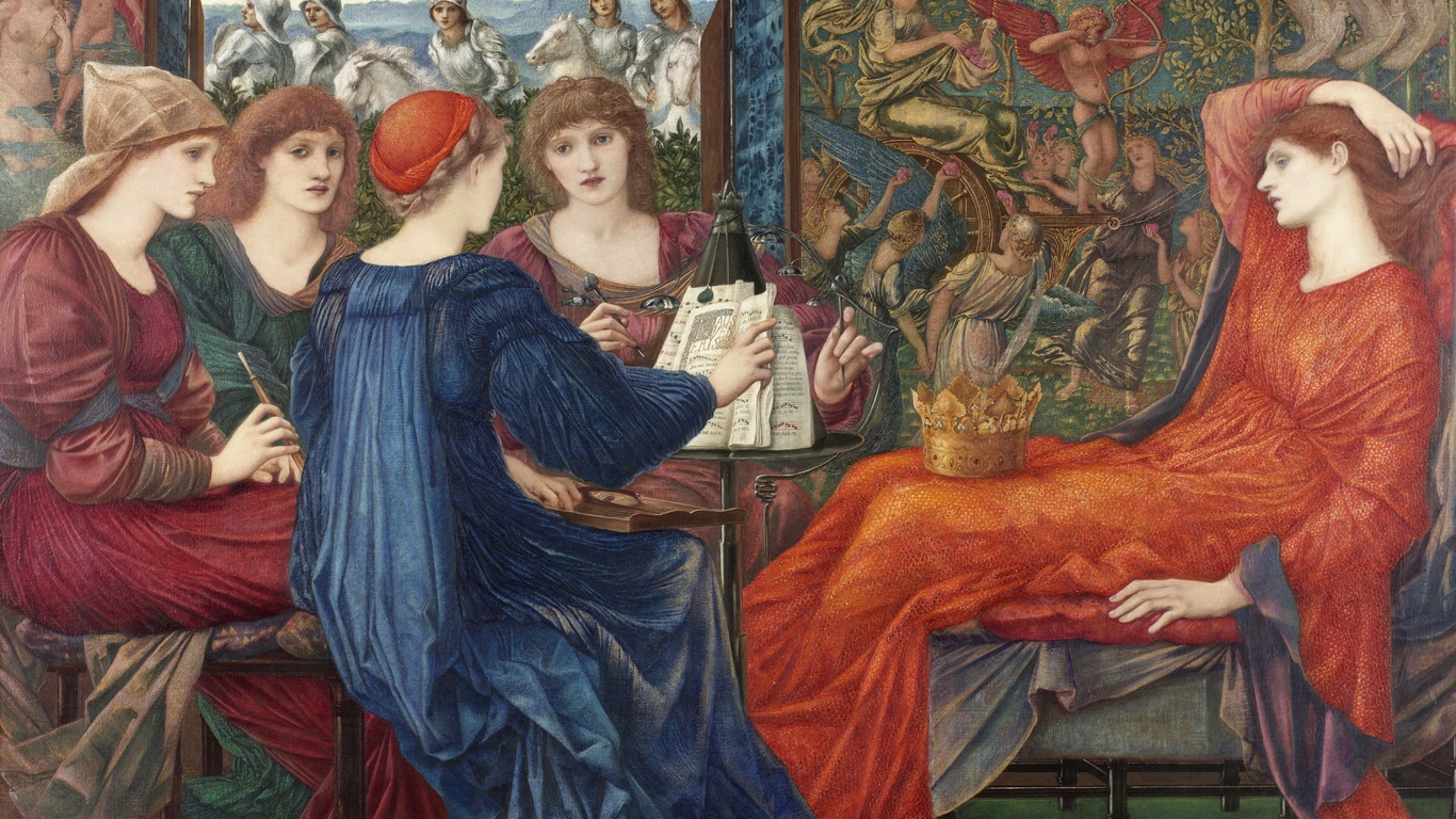 edward burne-jones, 1873-78, british, praise of venus or love, laus veneris