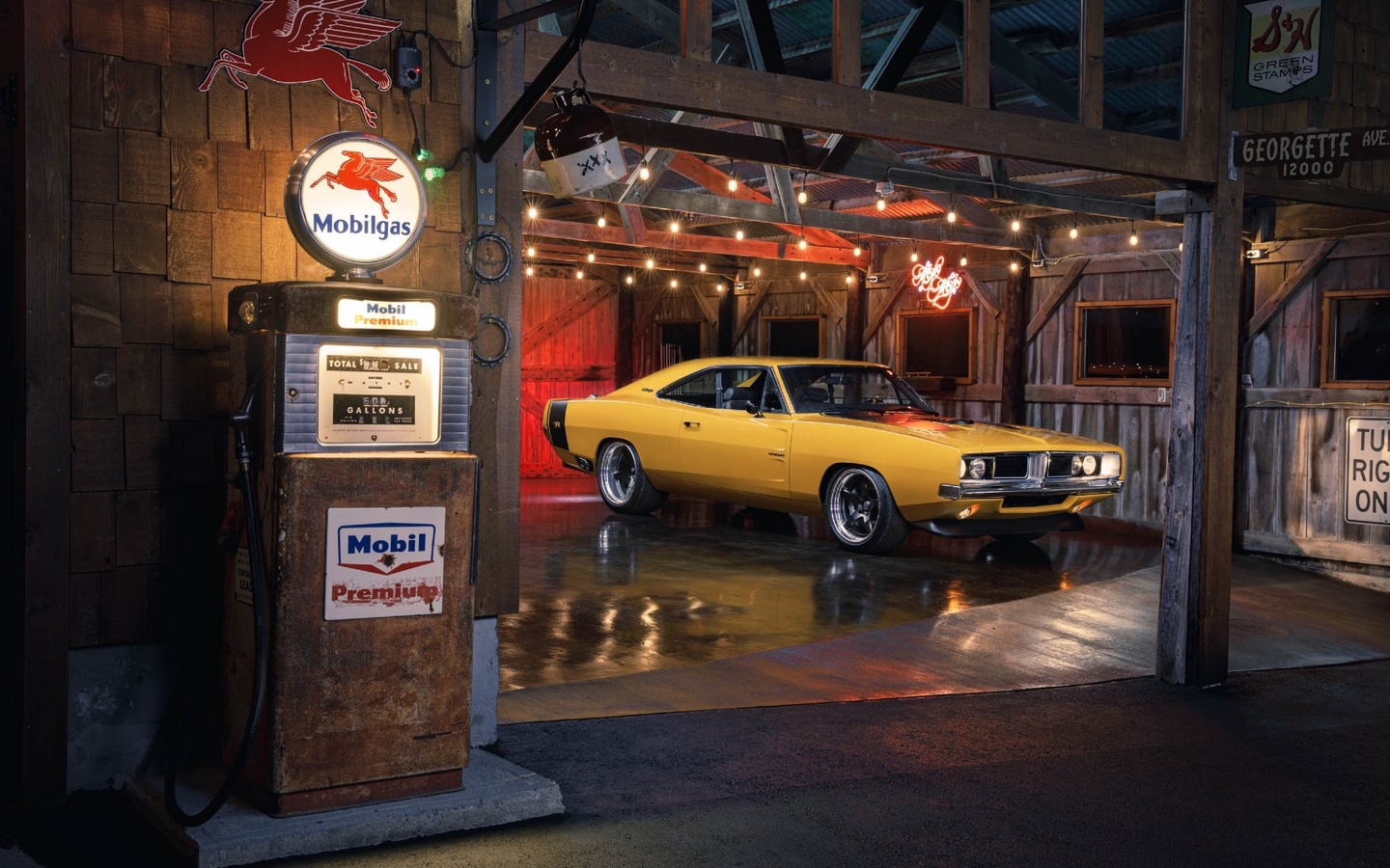 classic, charger, 1969, dodge, ringbrothers, barn, yellow