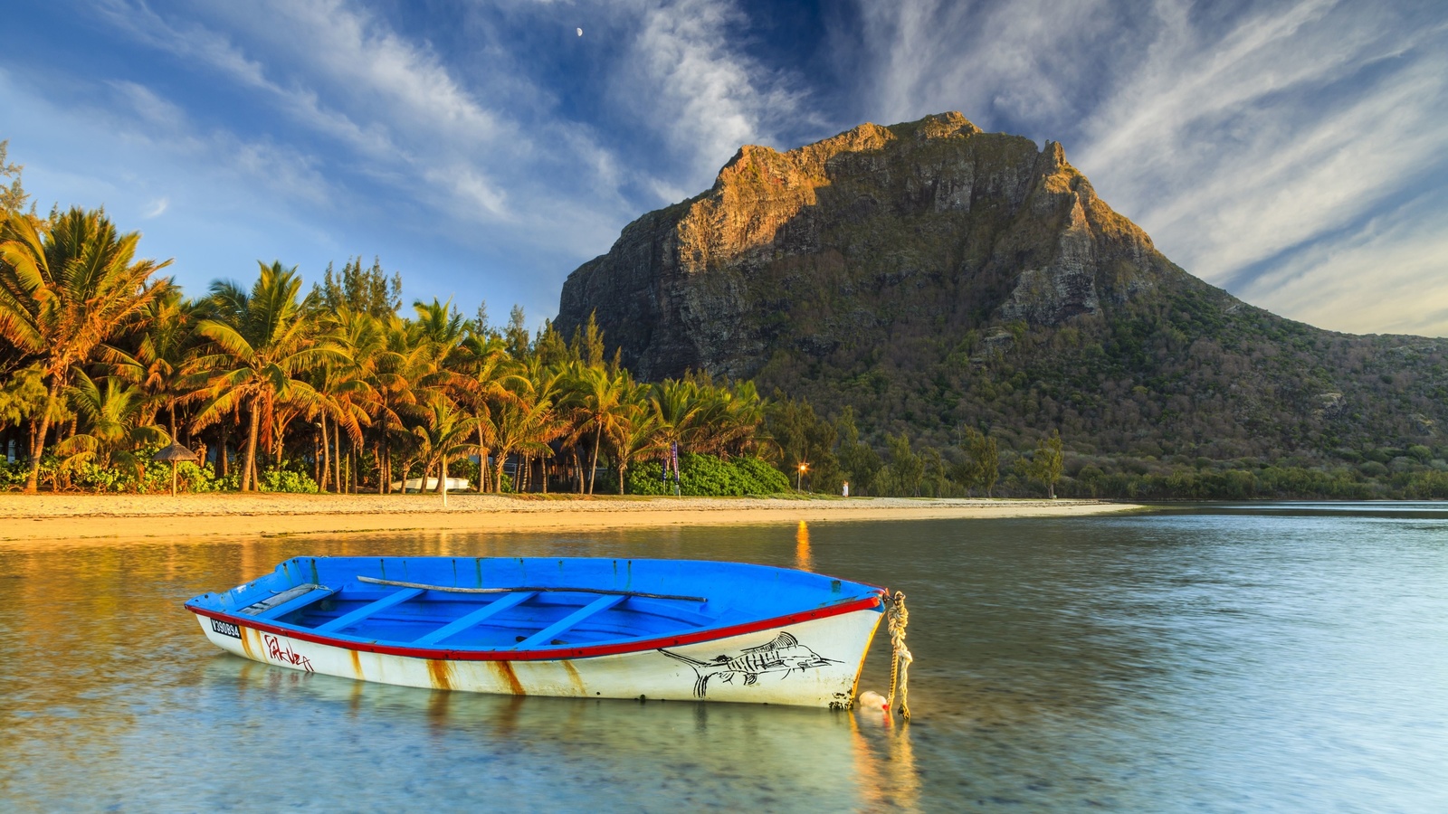 fishing boat, tropical island, mauritius, indian ocean