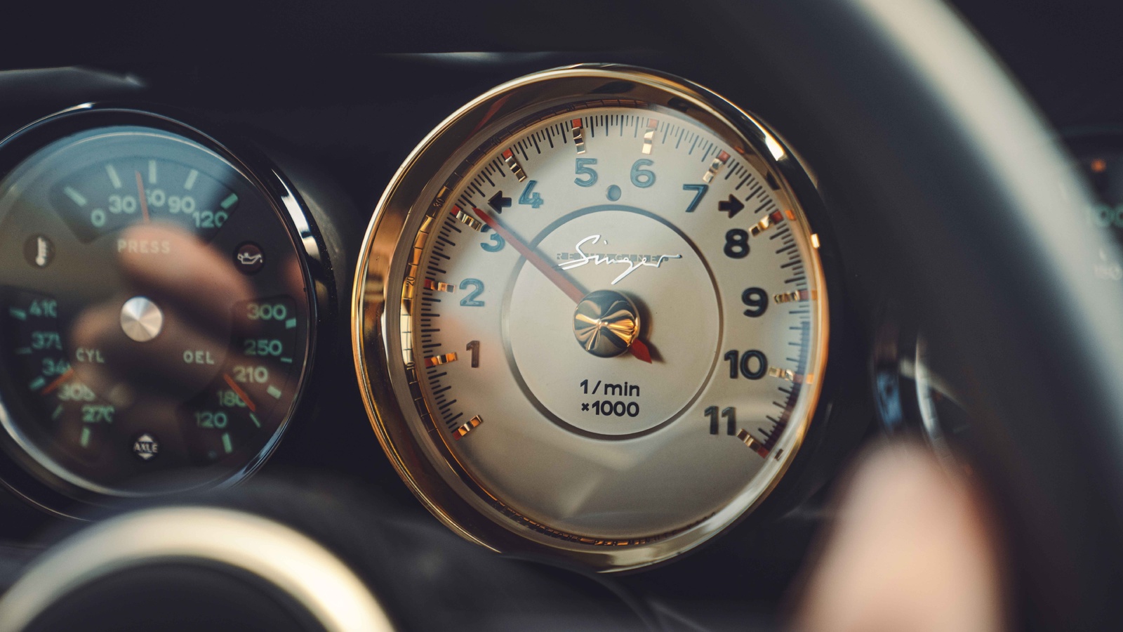 porsche 911, singer vehicle design, goldfinger tachometer