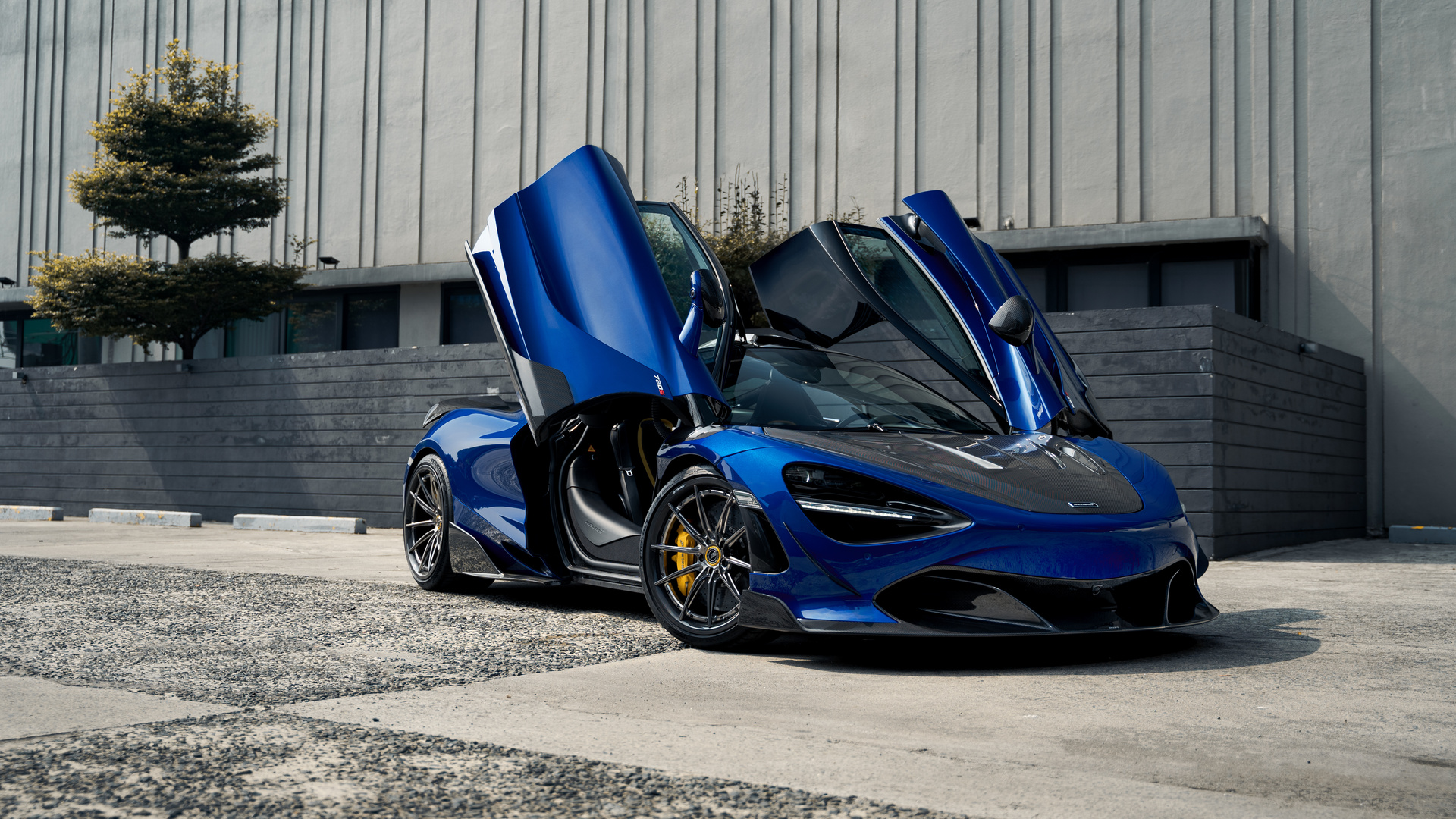 mclaren, mclaren 720s, supercar, blue, open doors