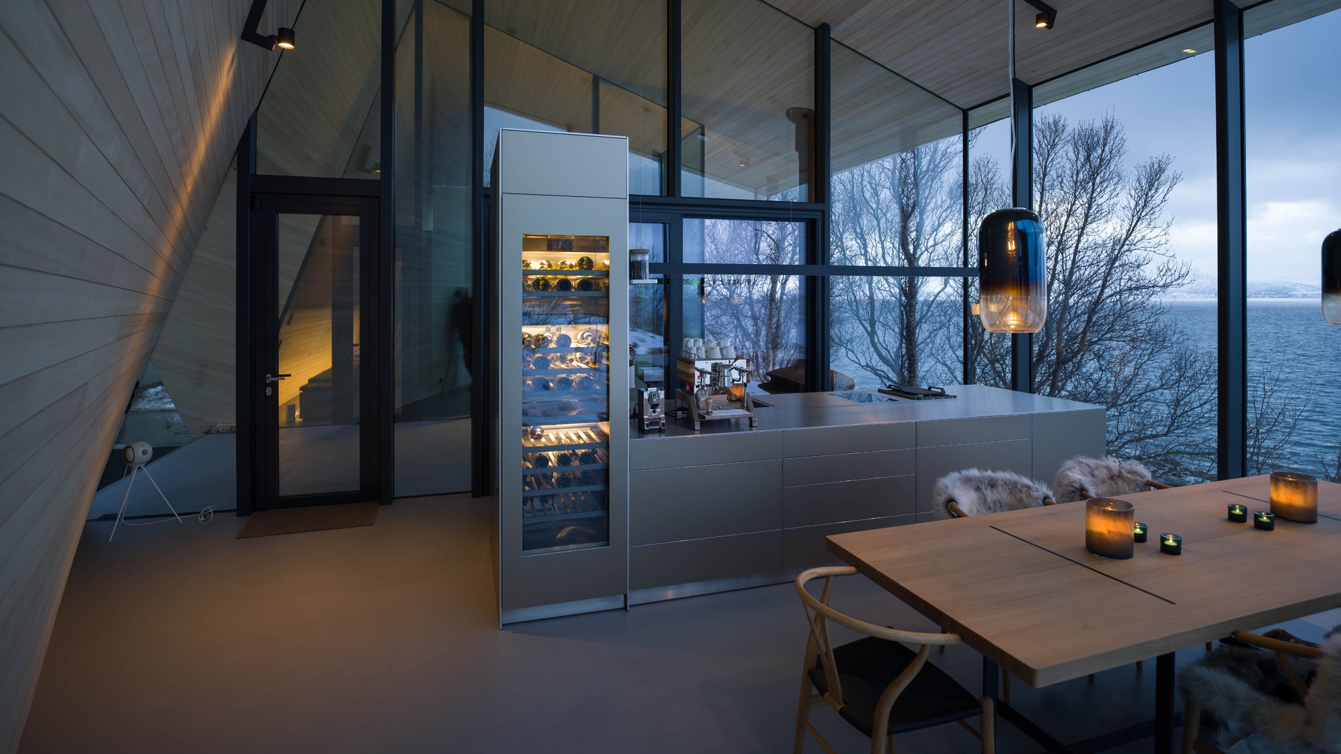 modern kitchen, aurora lodge, lyngen alps, norway