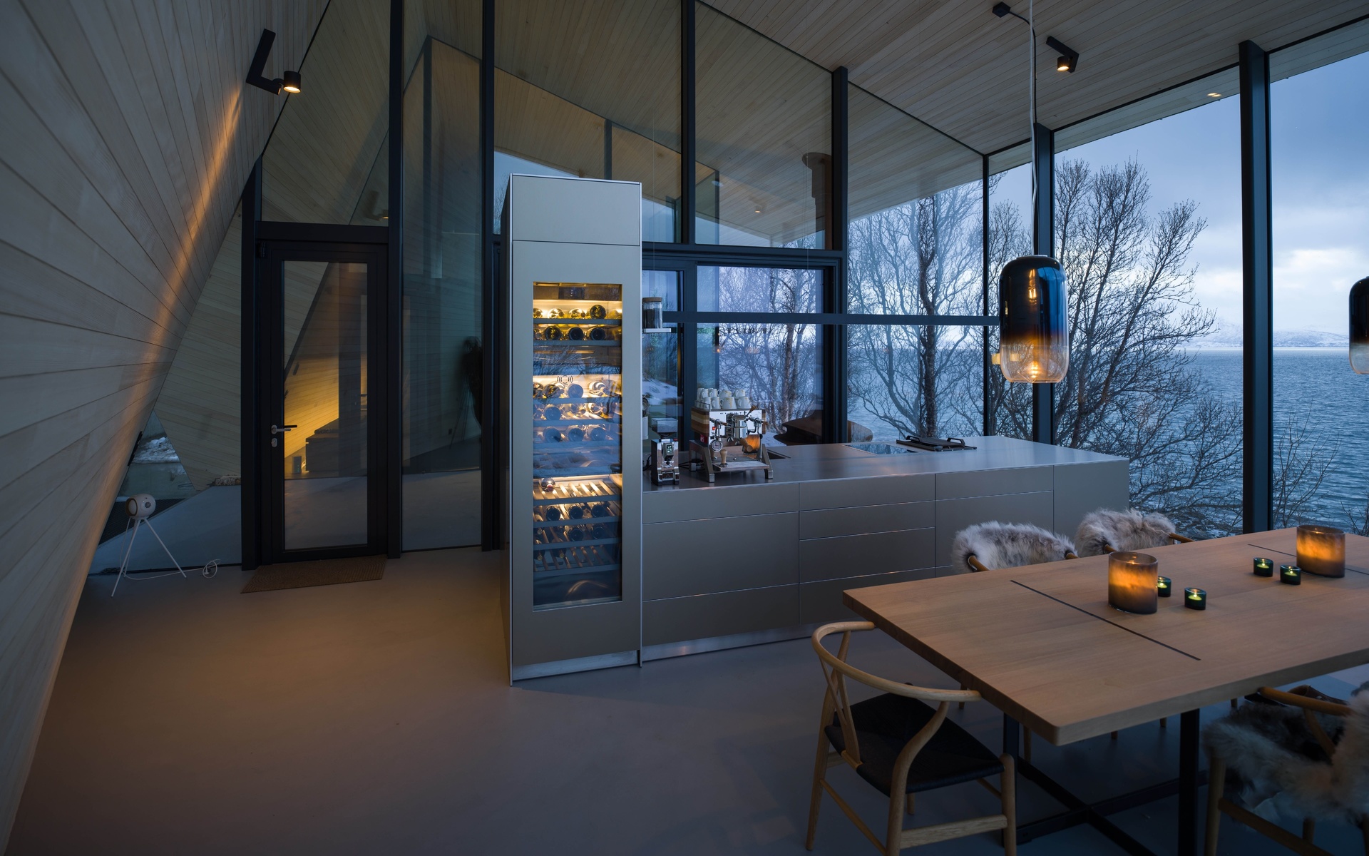 modern kitchen, aurora lodge, lyngen alps, norway