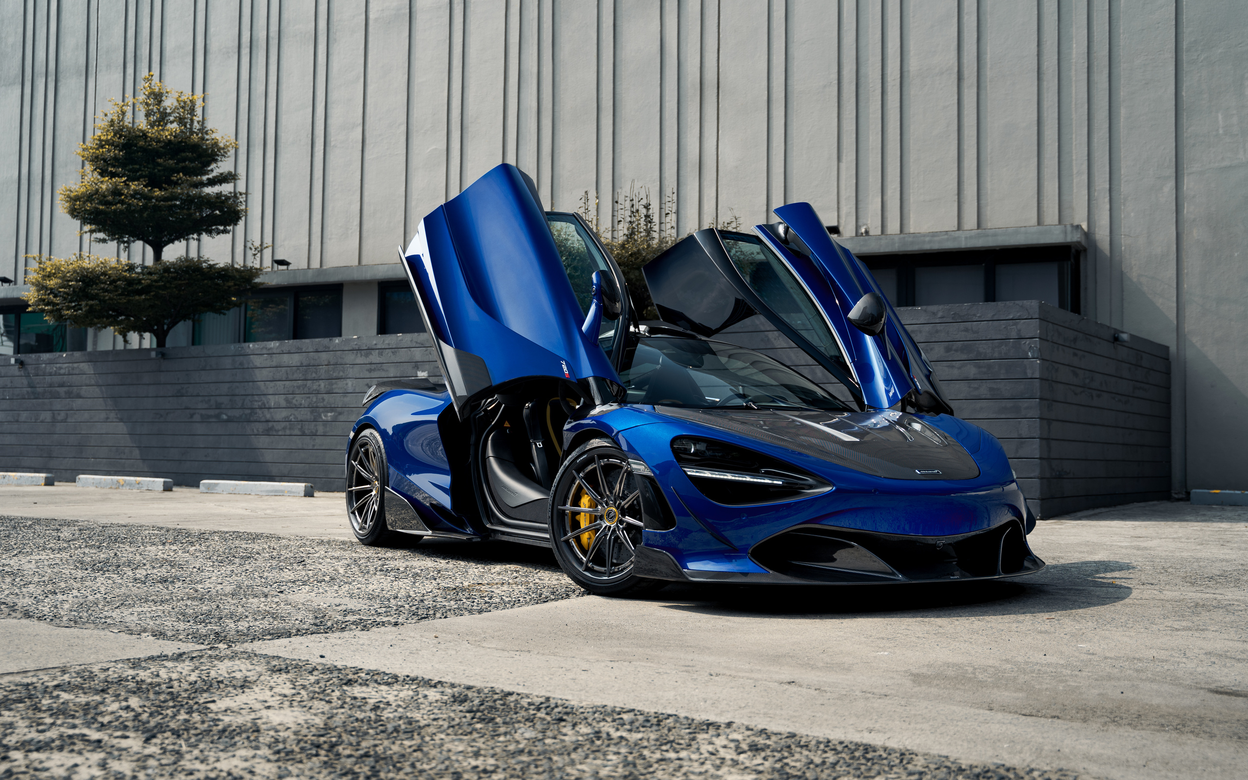 mclaren, mclaren 720s, supercar, blue, open doors