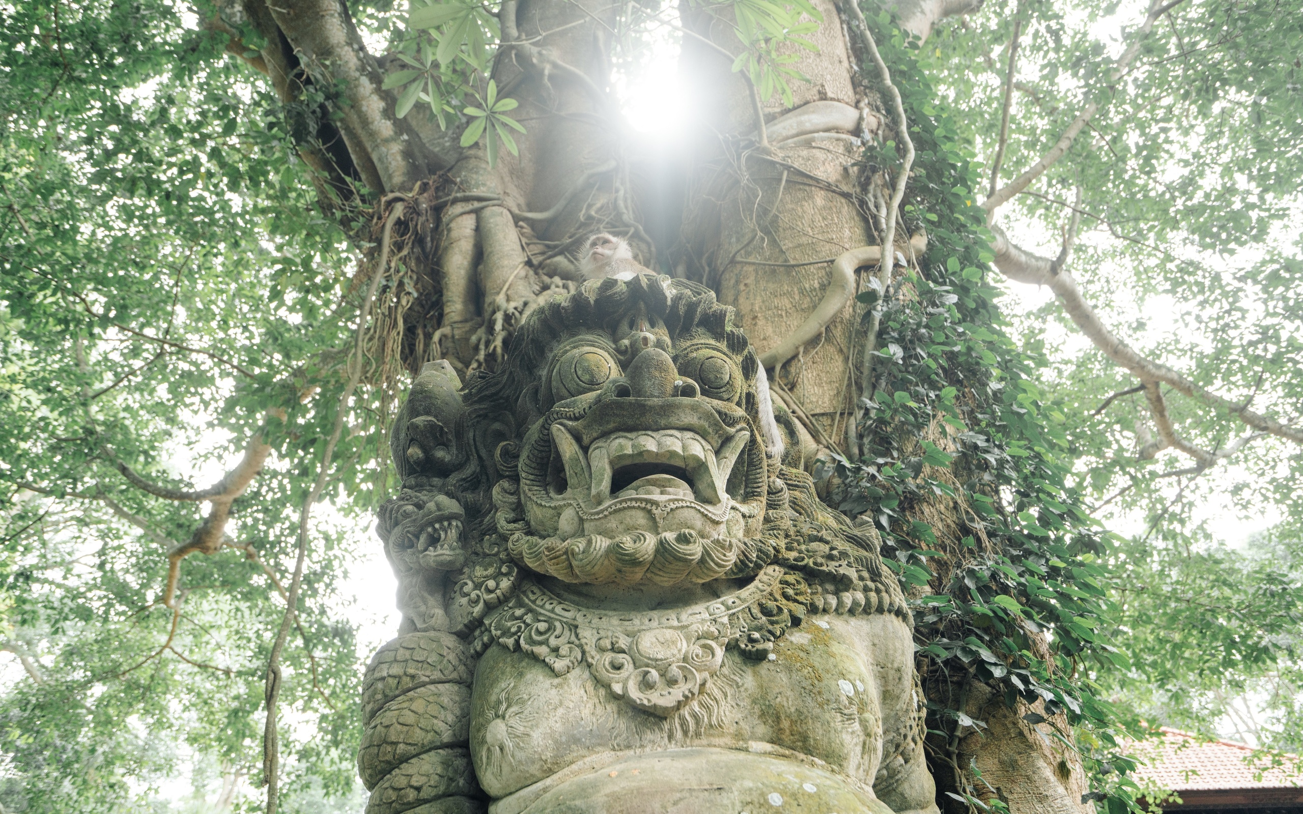 creature statue, ubud monkey forest, bali, indonesia